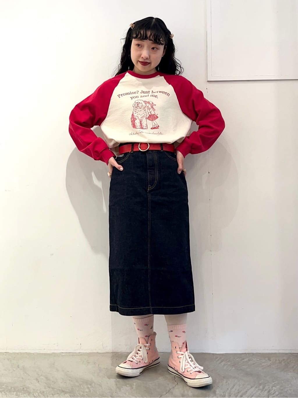 AMBIDEX Store △11.36ozムラ糸デニムミディアムタイトスカート(36 