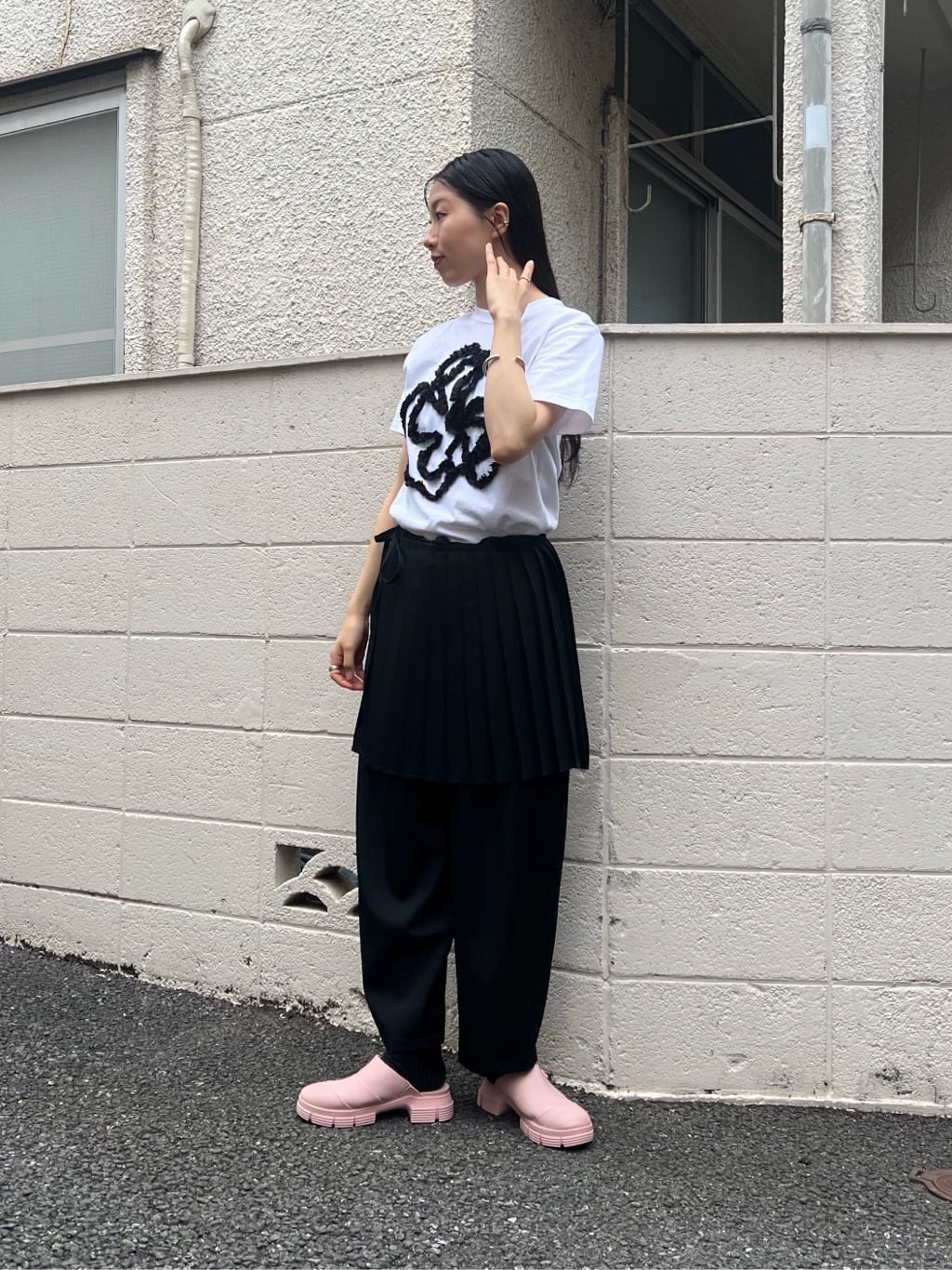 AMBIDEX Store 〇セミコーマ天竺 テープ刺繍 Tシャツ(F キナリ