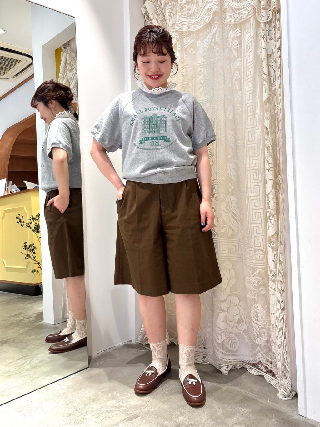 tシャツ 30/-天竺 レース襟ノースリインナー レディース Dot＆Stripes CHILD WOMAN tシャツ 30/-天竺 レース襟ノースリ