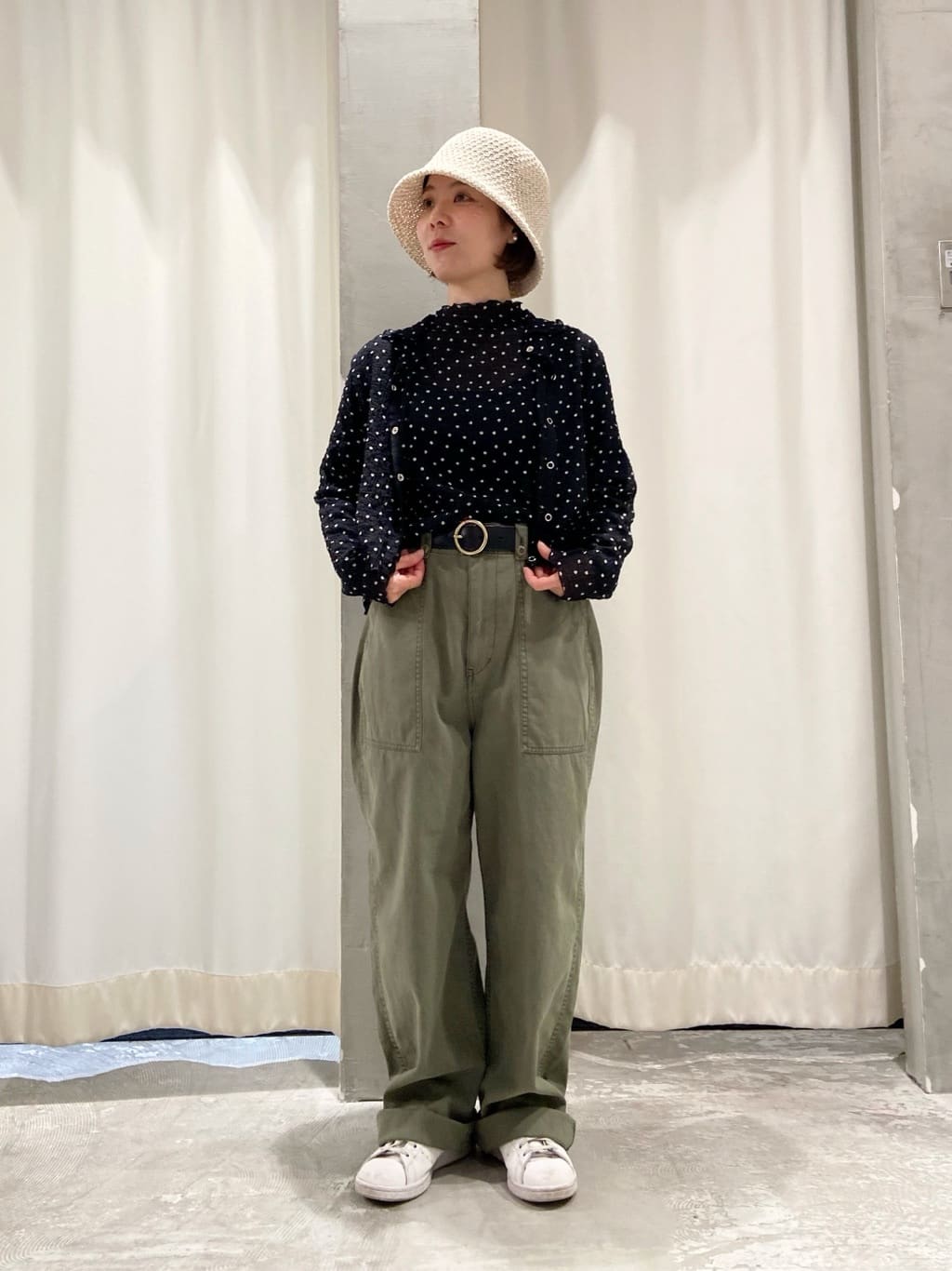 AMBIDEX Store 〇丸真鍮 太革ベルト(F クロ): Dot and Stripes CHILD WOMAN