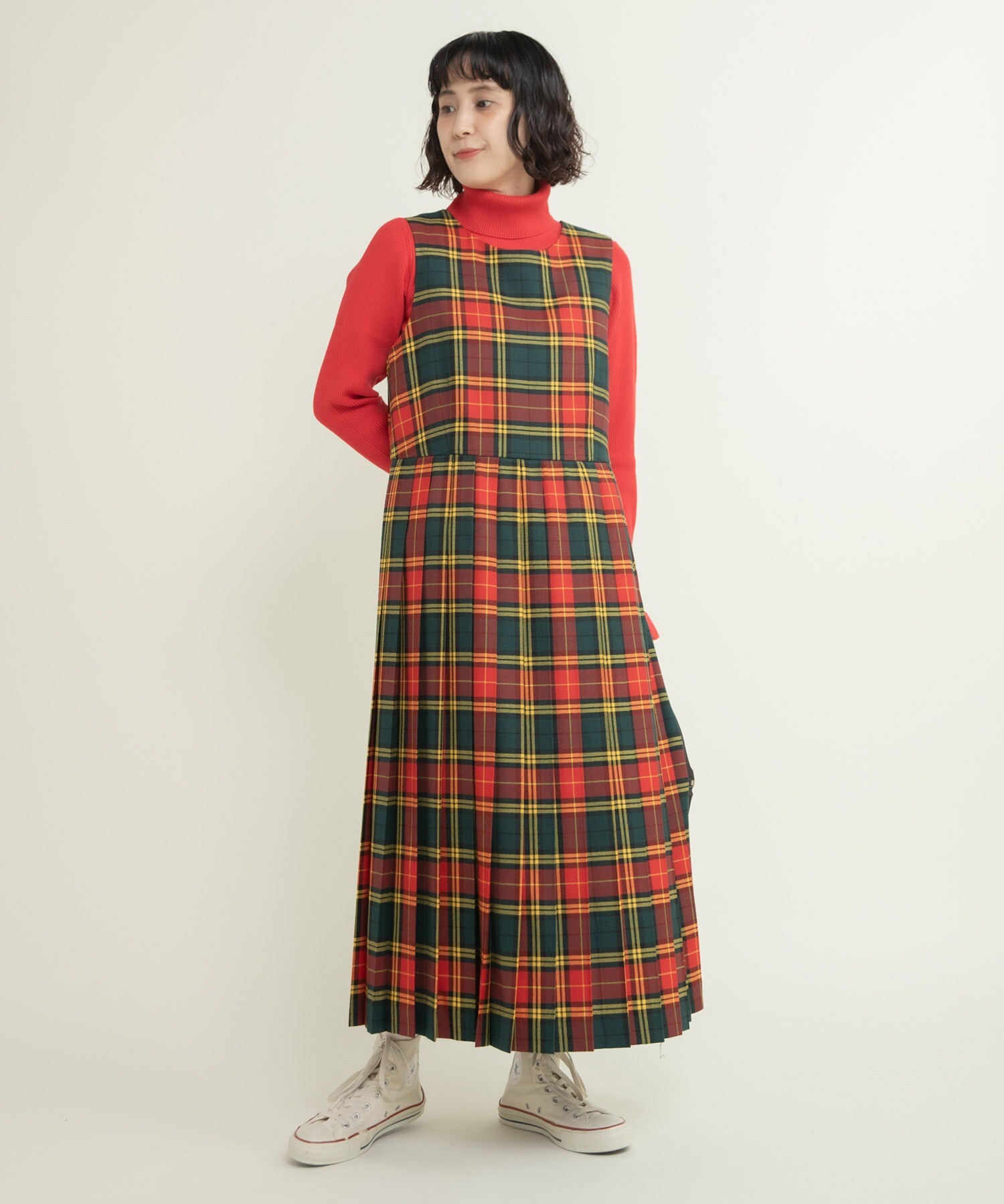 AMBIDEX Store ○2/48タータンチェックワンピース(F アオ): CHILD WOMAN