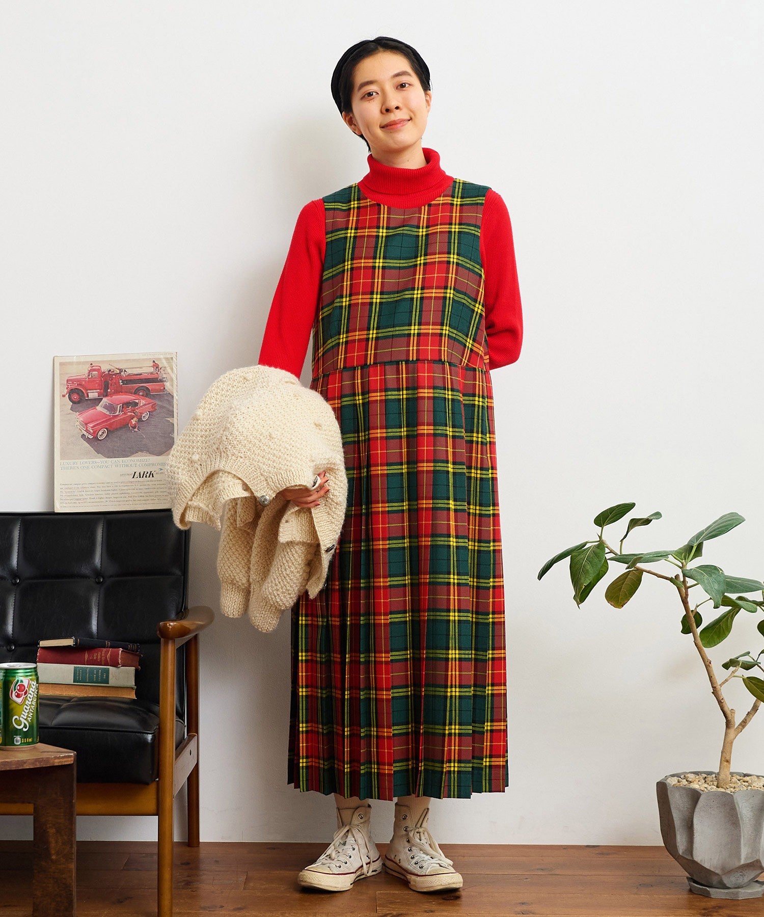 AMBIDEX Store 【予約販売】○タータンチェックサイドプリーツ ワンピース(F アオ): Dot and Stripes CHILD  WOMAN