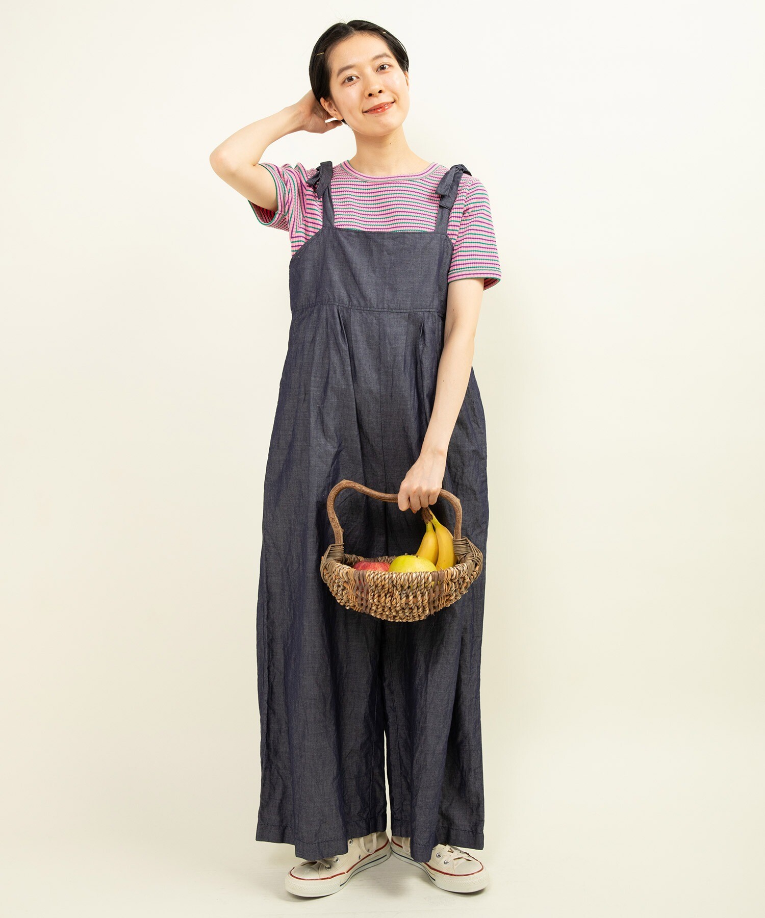ＮａＮａＣｈｉｍｉby La Pafait リボン柄サロペット　難アリ NaNaChimiby La Pafait リボン柄サロペット 難アリ