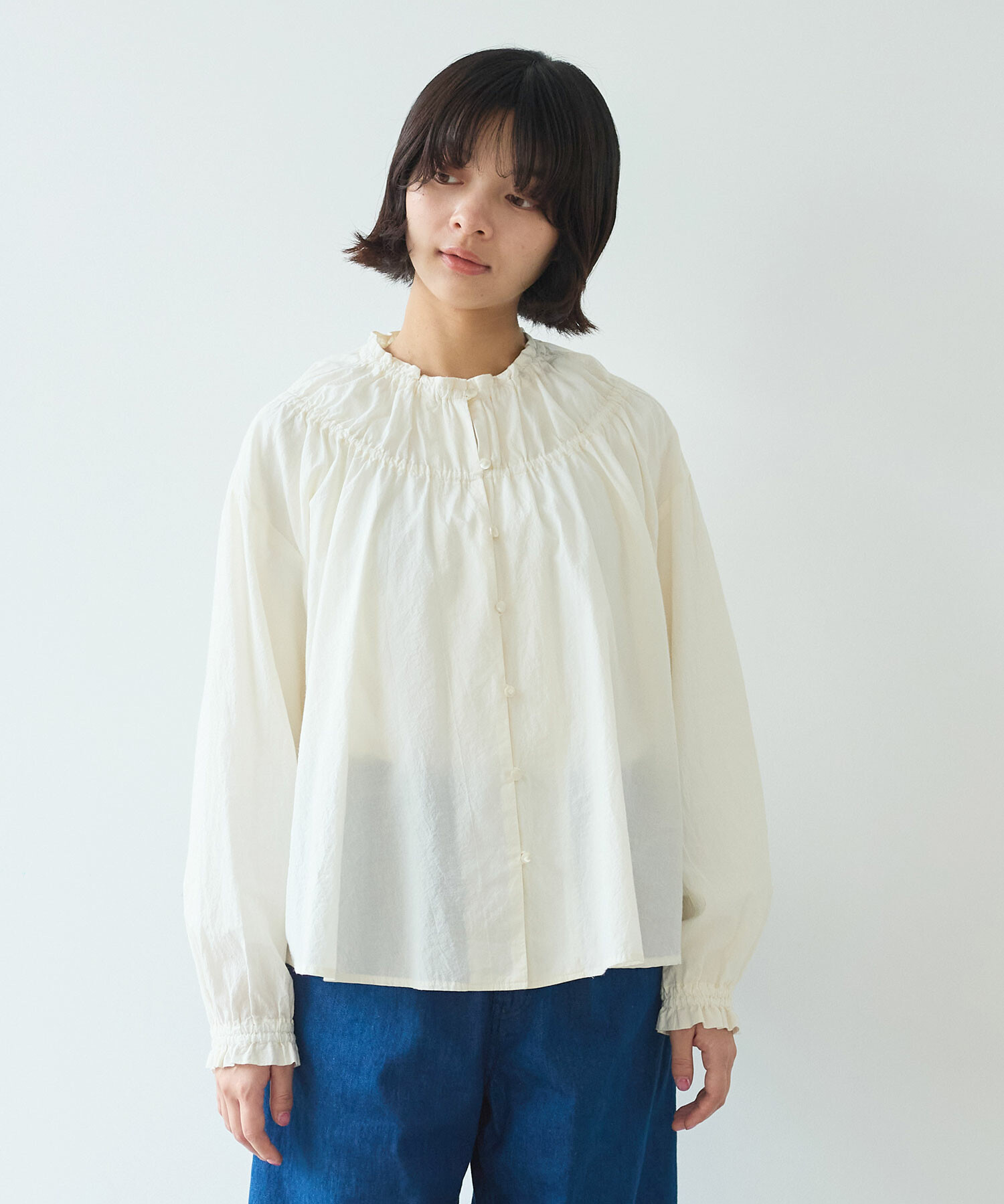 AMBIDEX Store 【予約販売】〇 コットン / シルク ローン ギャザー