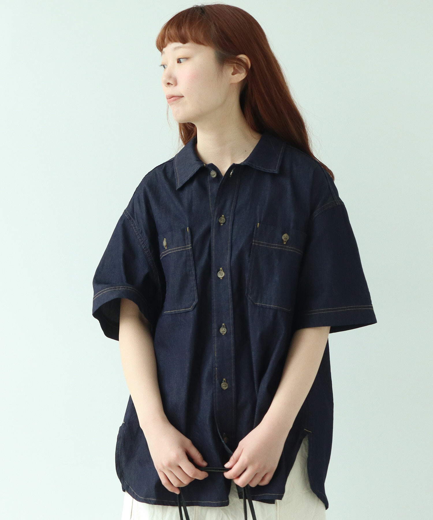AMBIDEX Store 〇 5.5oz denim オーバーシャツ(F インディゴ