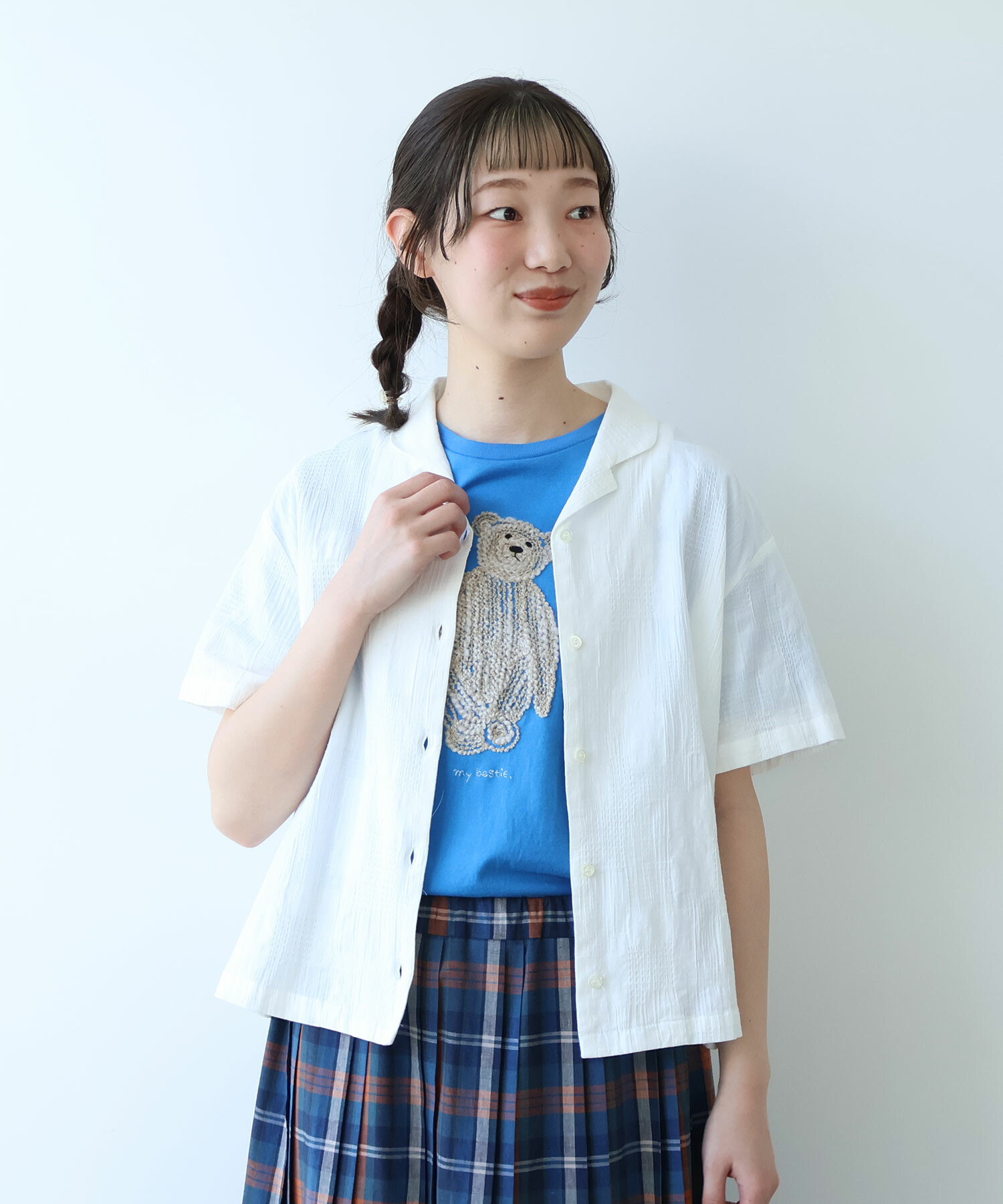 AMBIDEX Store ○ patchwork ジャカード 開襟シャツ(F シロ): bulle de