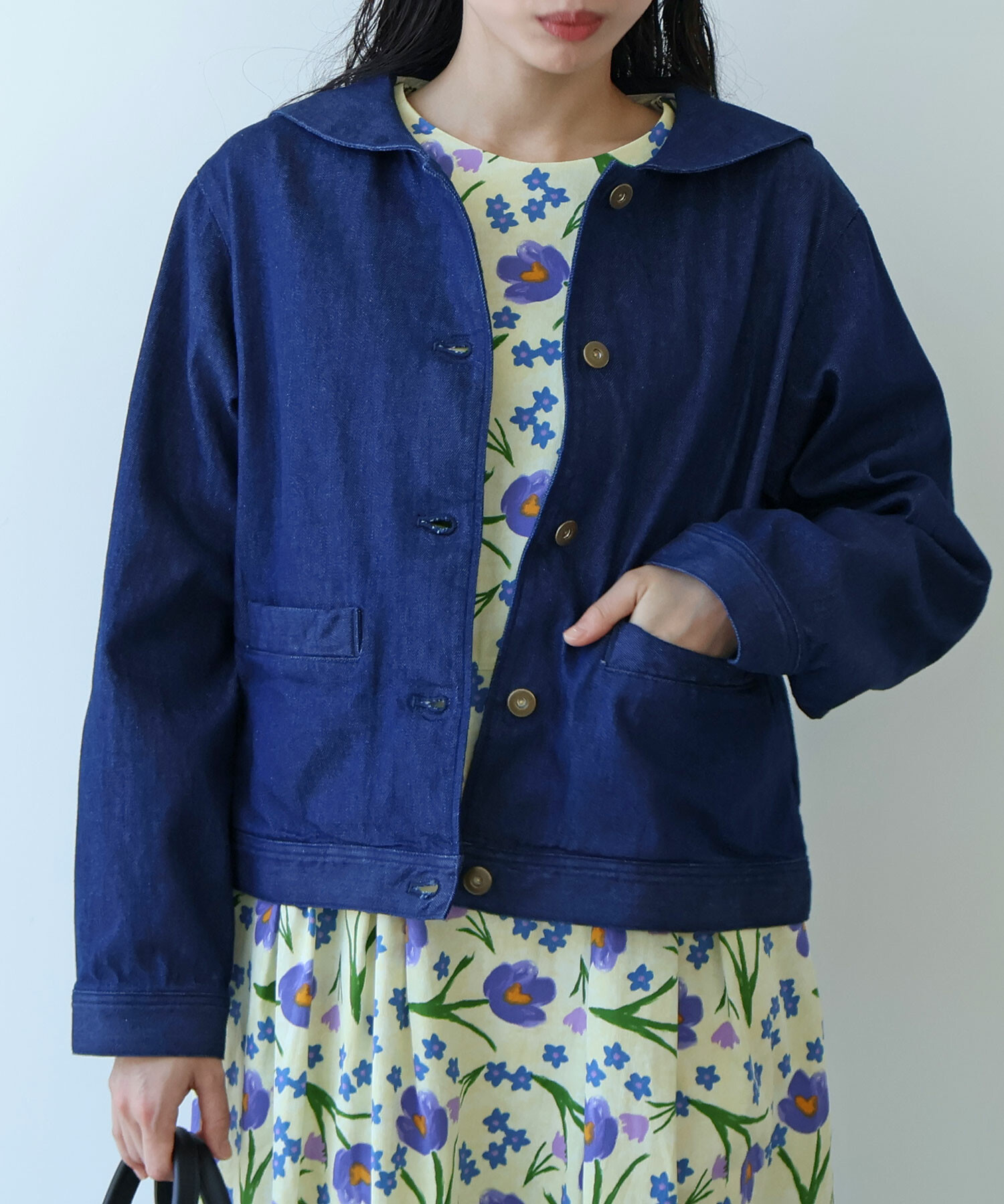 bulle de savon indigo flower プリント ブルゾン bulle de savon indigo flower プリント ブルゾン bulle de savon