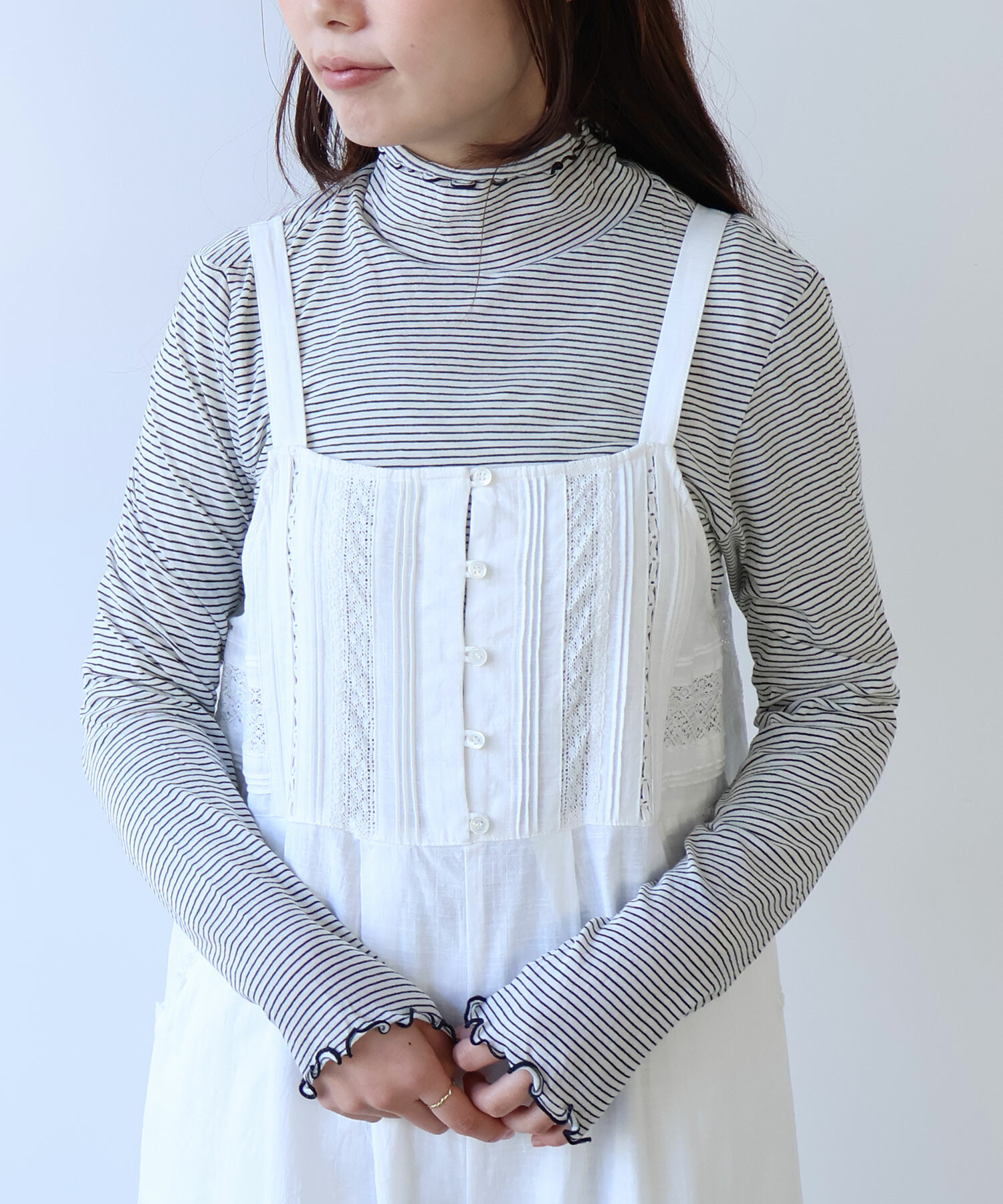 AMBIDEX Store ○ 60/-×60/- ボーダー ハイネックプルオーバー(F シロ