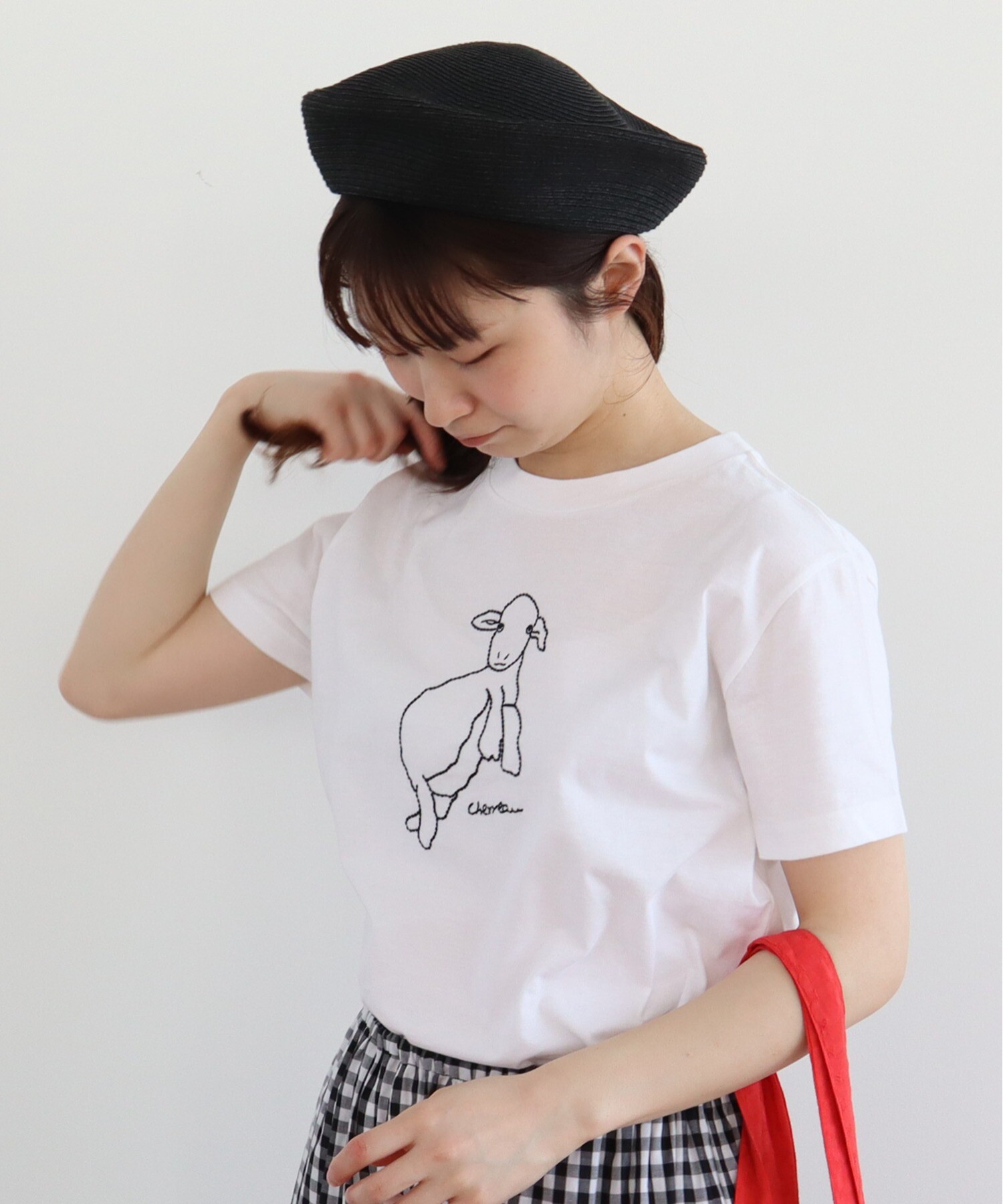 AMBIDEX Store ヤギ刺繍 Tシャツ(F サックス): bulle de savon