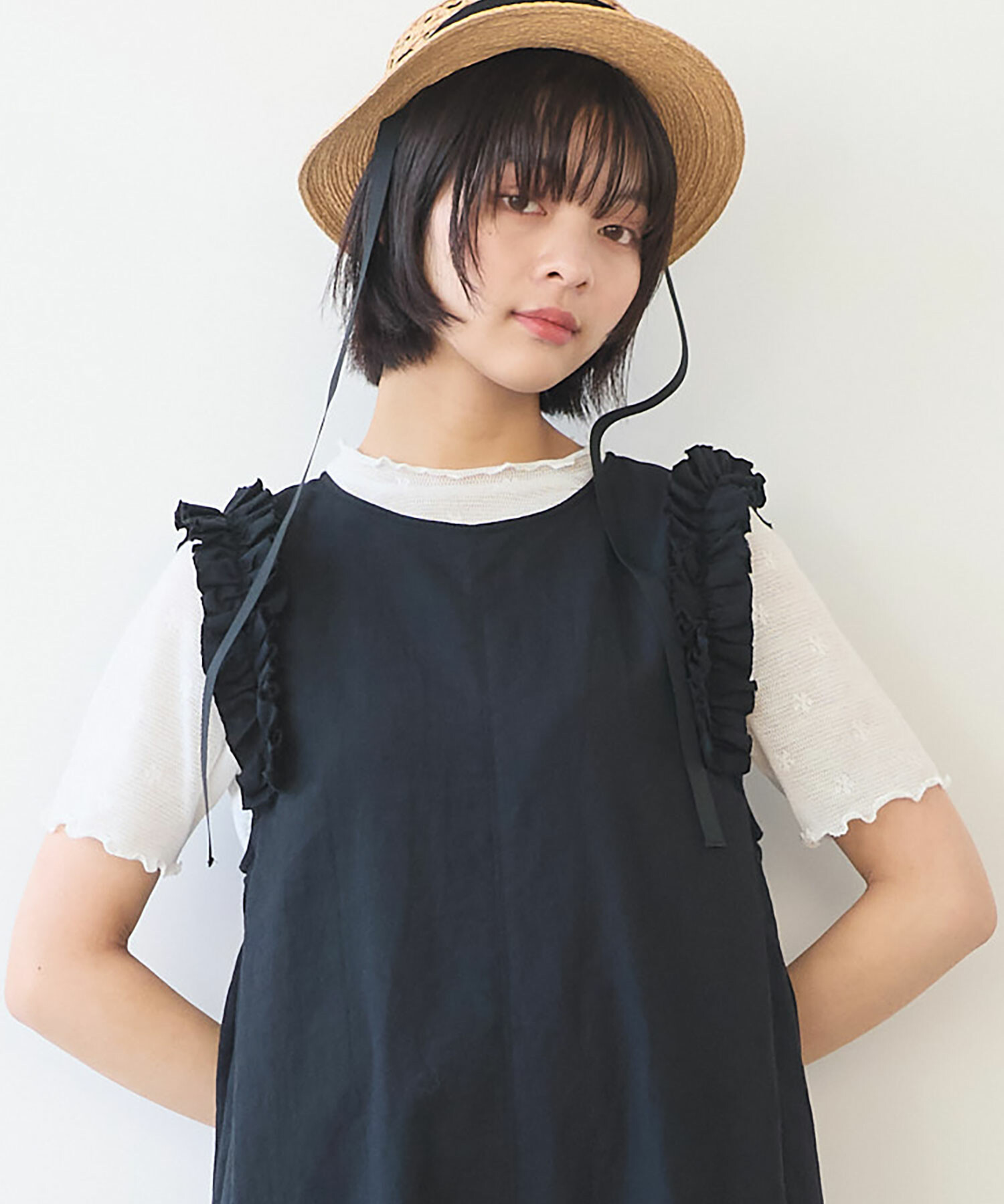 AMBIDEX Store △〇 hana×mesh ジャカード ハイネック 半袖プル