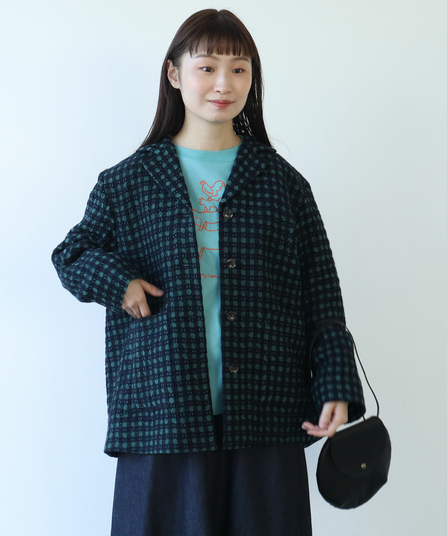 AMBIDEX Store △〇 ウール / キュプラ dobby ジャケット(F グリーン