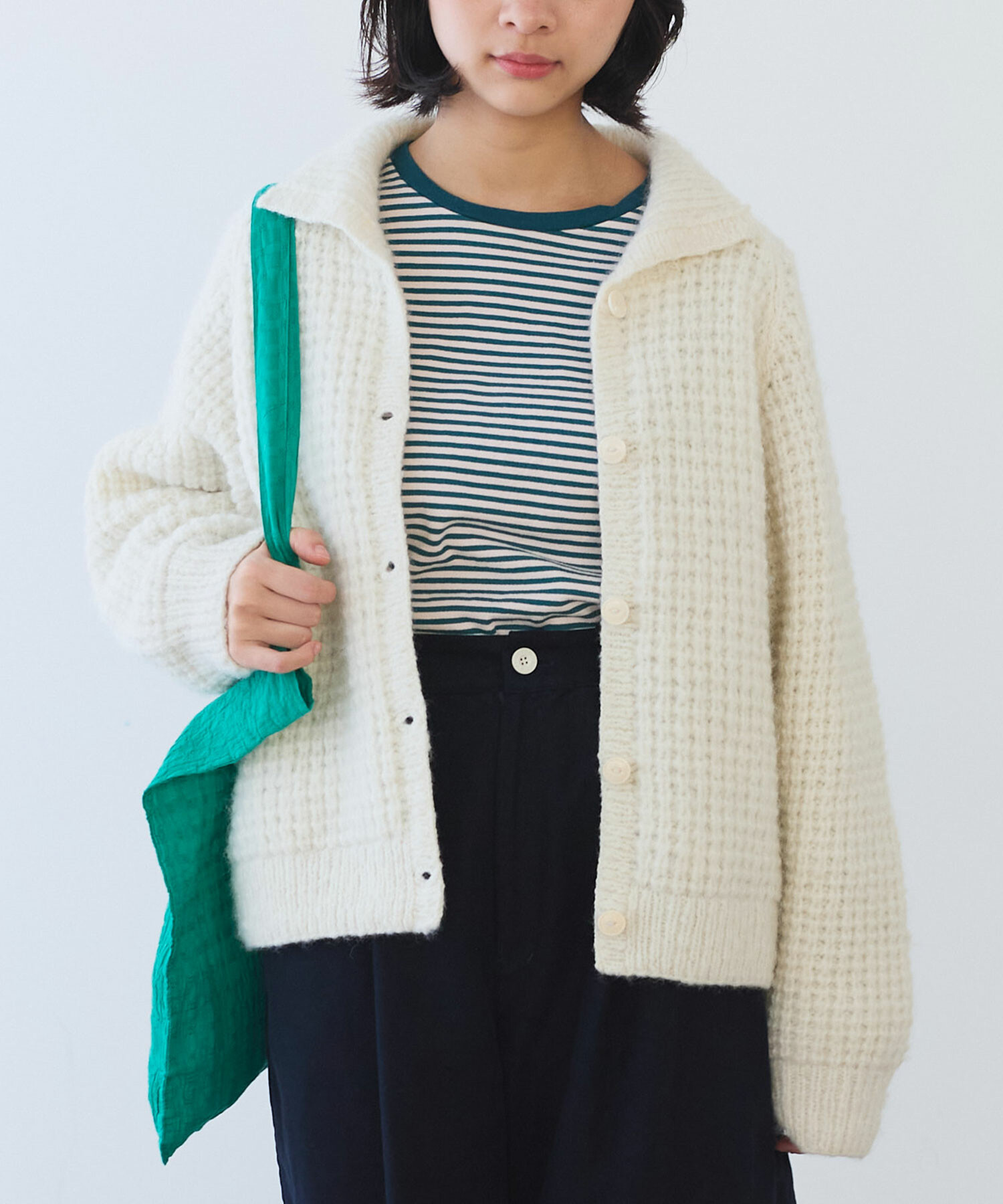 bulle de savon 丸襟コート　グリーン bulle de savon 丸襟コート グリーン bulle de savon
