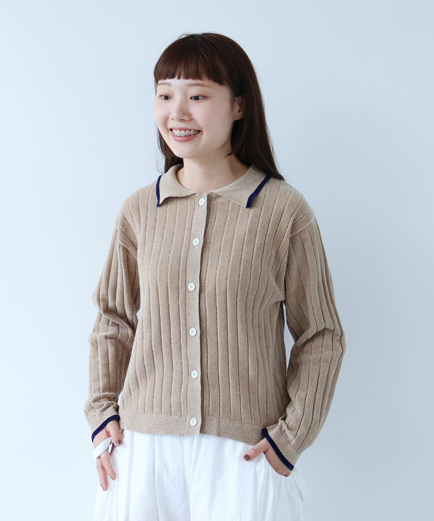 AMBIDEX Store ○ moll yarn bicolor カーディガン(F ベージュ): bulle