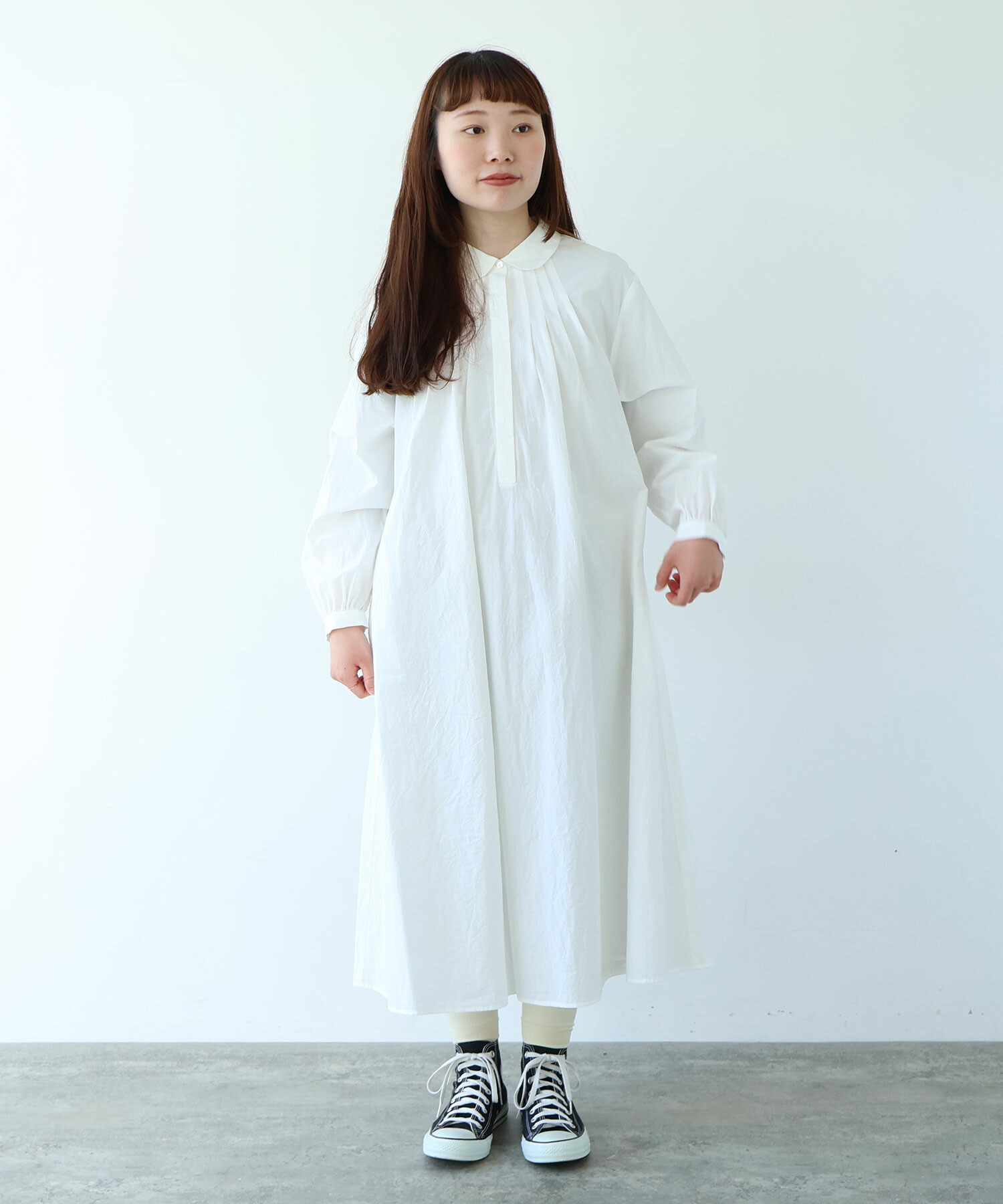 AMBIDEX Store 〇 basic cotton タックワンピース(F アオ): bulle de savon