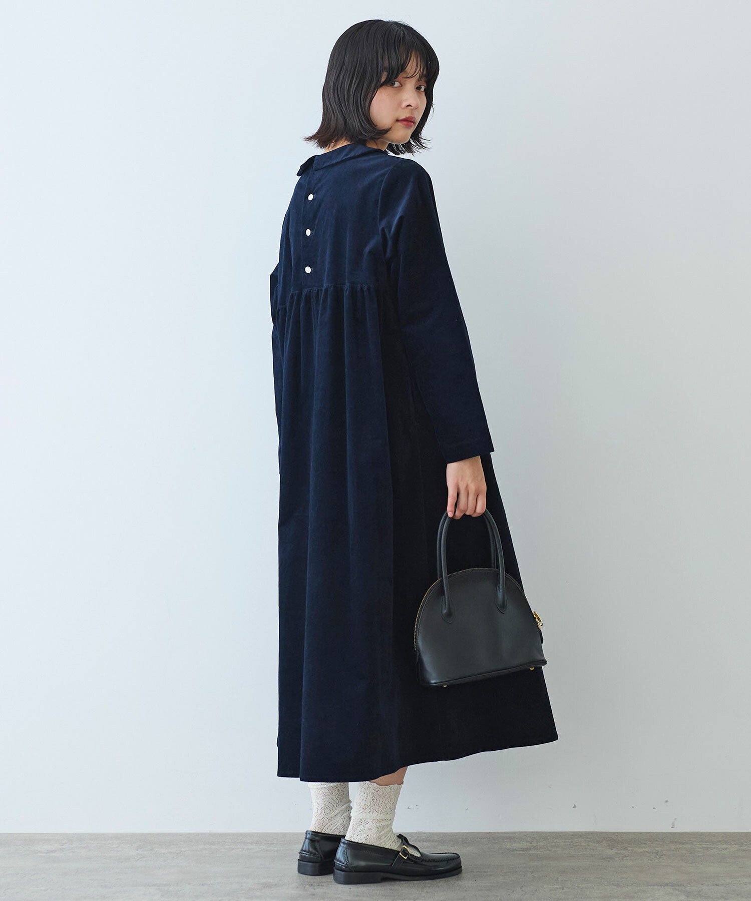 bulle de savon 丸襟コート　エンジ AMBIDEX Store 【予約販売】○ 細コール 丸襟ワンピース(F コン