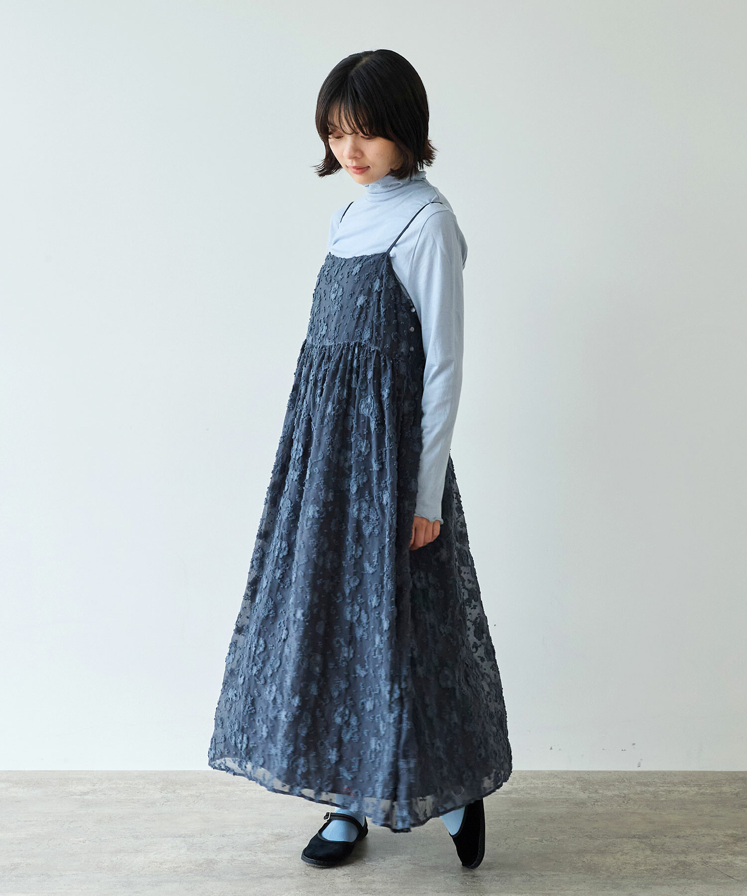 AMBIDEX Store 〇 踊るはな ジャカード ワンピース(F チャコール