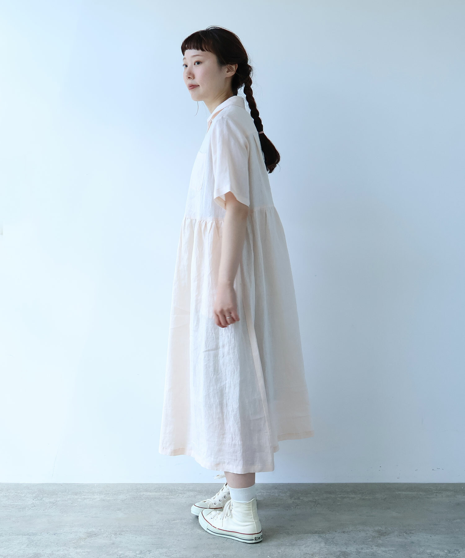 AMBIDEX Store ○ 60s フレンチリネン シャツワンピース(F サックス