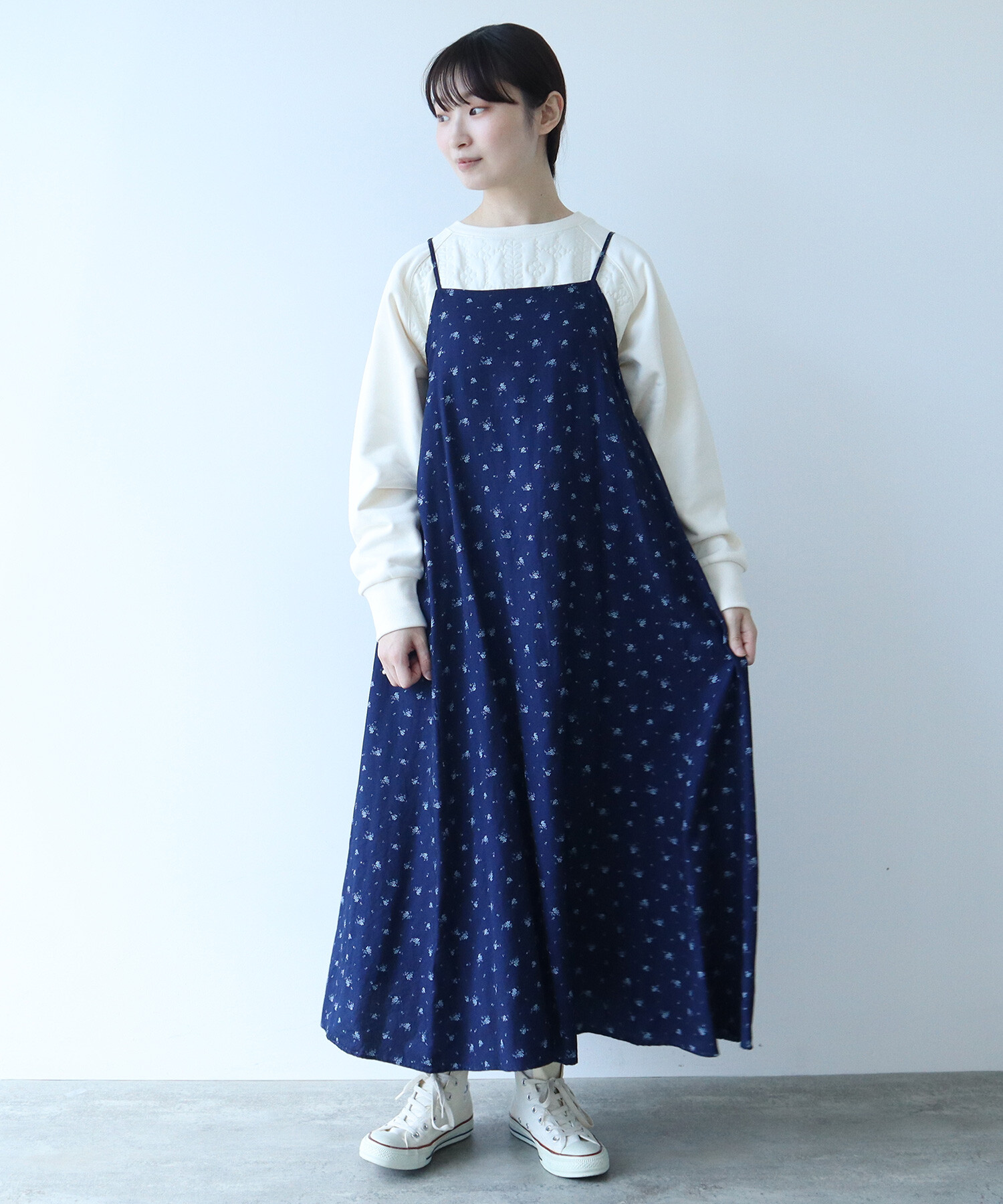 AMBIDEX Store 〇indigo flower 抜染プリント キャミワンピース .(F インディゴ): bulle de savon