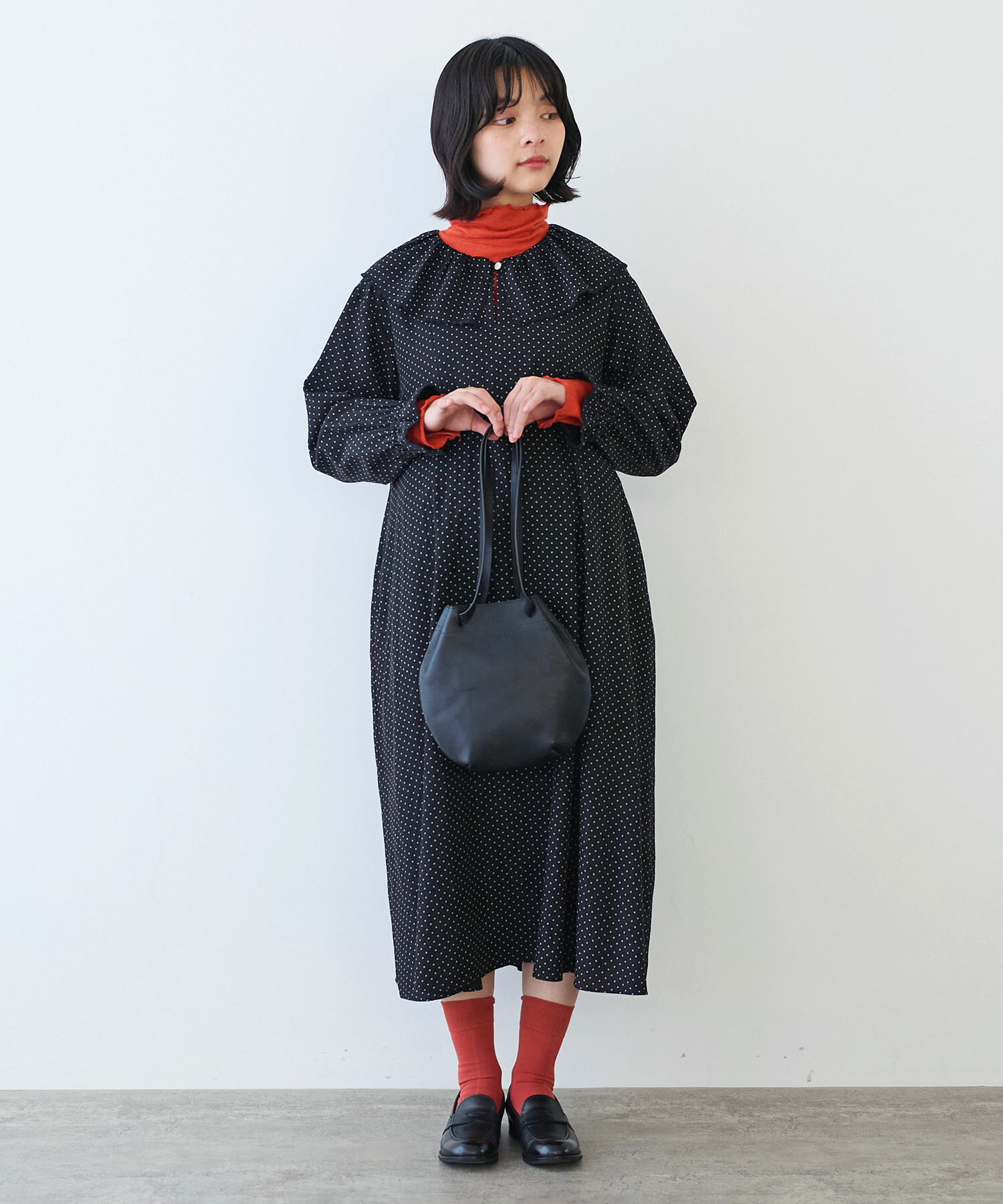 AMBIDEX Store △○ キュプラ ルナファー ドット プリント ケープ襟