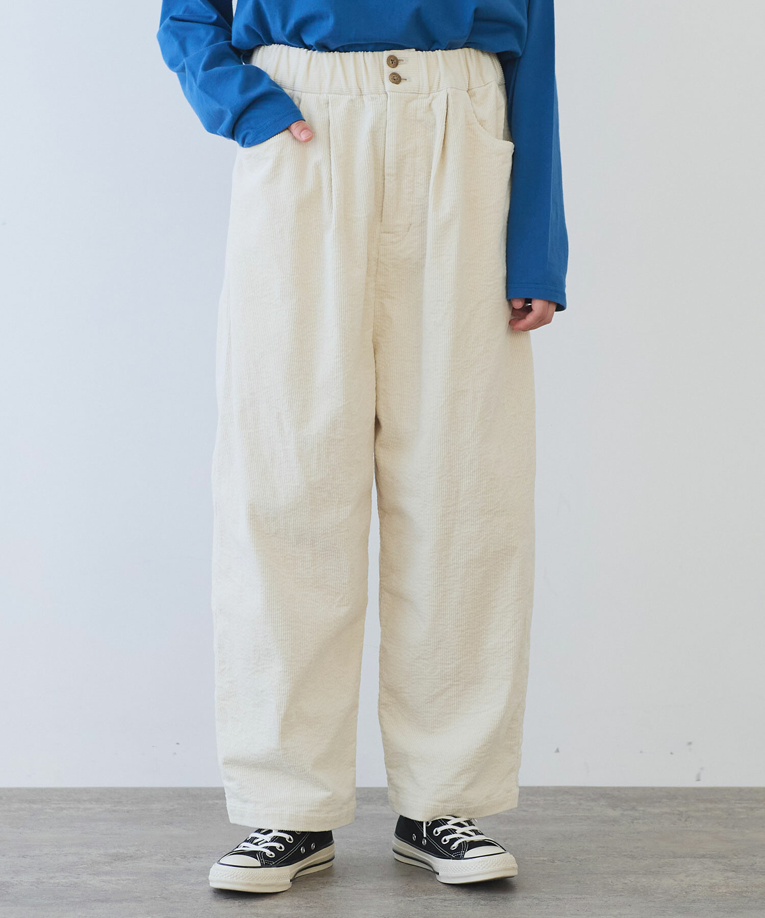 AMBIDEX Store ○ 11W サッカーコーデュロイ パンツ(F アイボリー