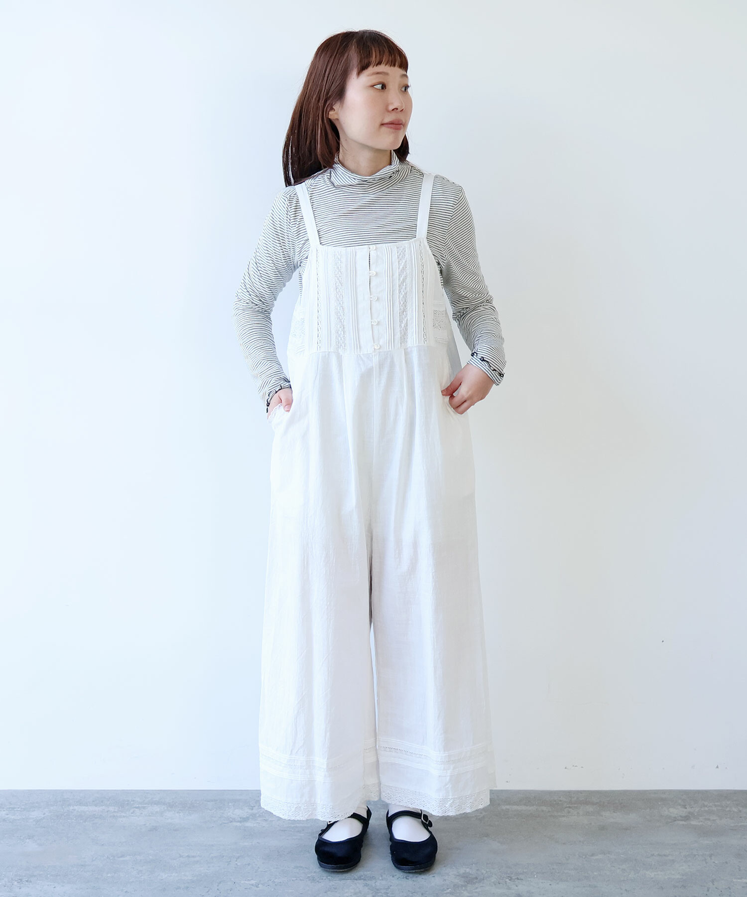 AMBIDEX Store 〇 lace patchwork サロペット(F クロ): bulle de savon