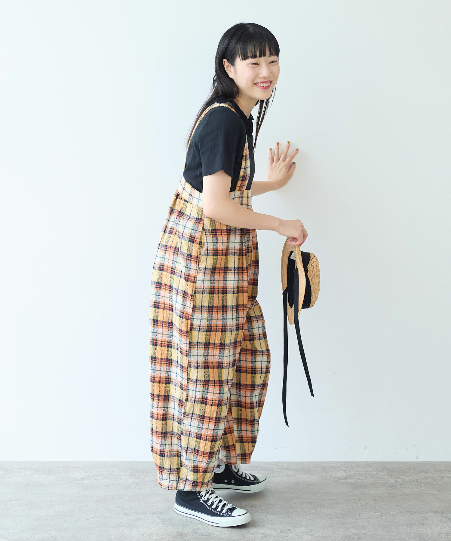 AMBIDEX Store ○ broken dobby check サロペット(F グレー): bulle de