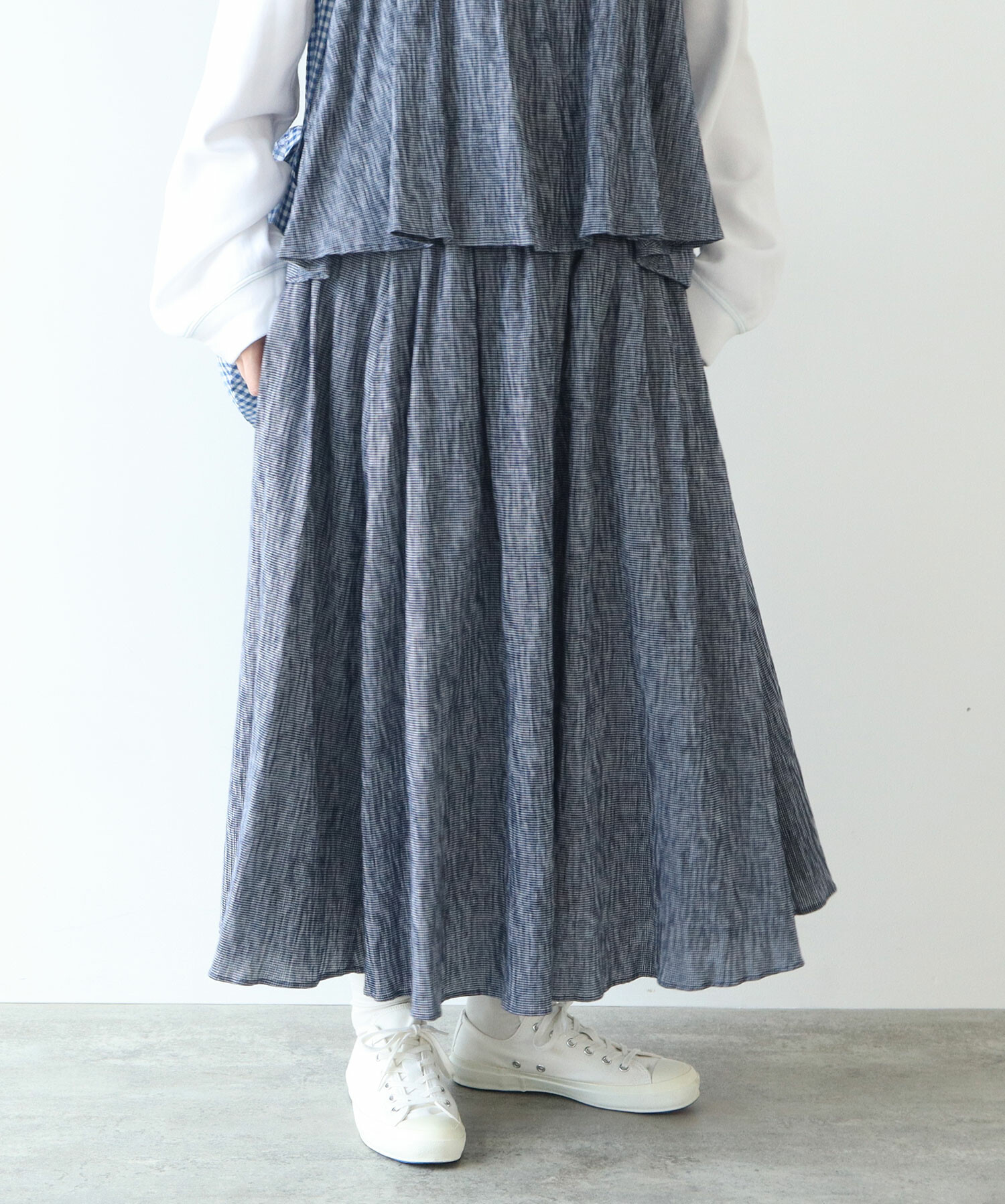 bulle de savon（ビュルデサボン）の「ちぢみgingham スカート