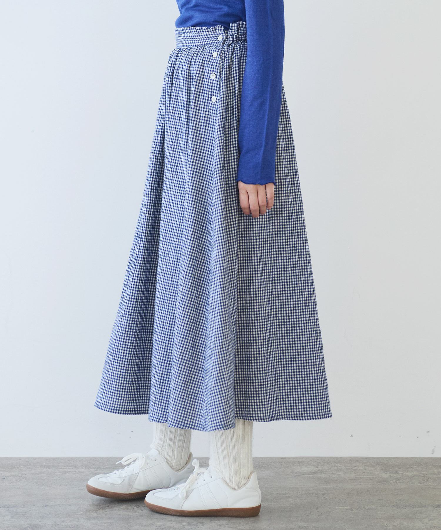 AMBIDEX Store 〇 fuwa fuwa ギンガム スカート(F アオ): bulle de savon