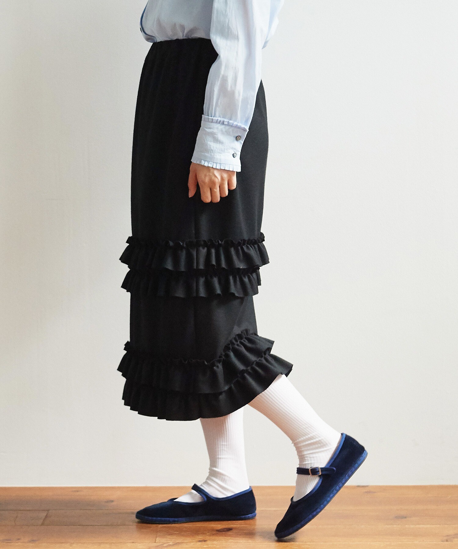AMBIDEX Store ○2 / 48 ウール天竺 furifuri スカート(F クロ): bulle