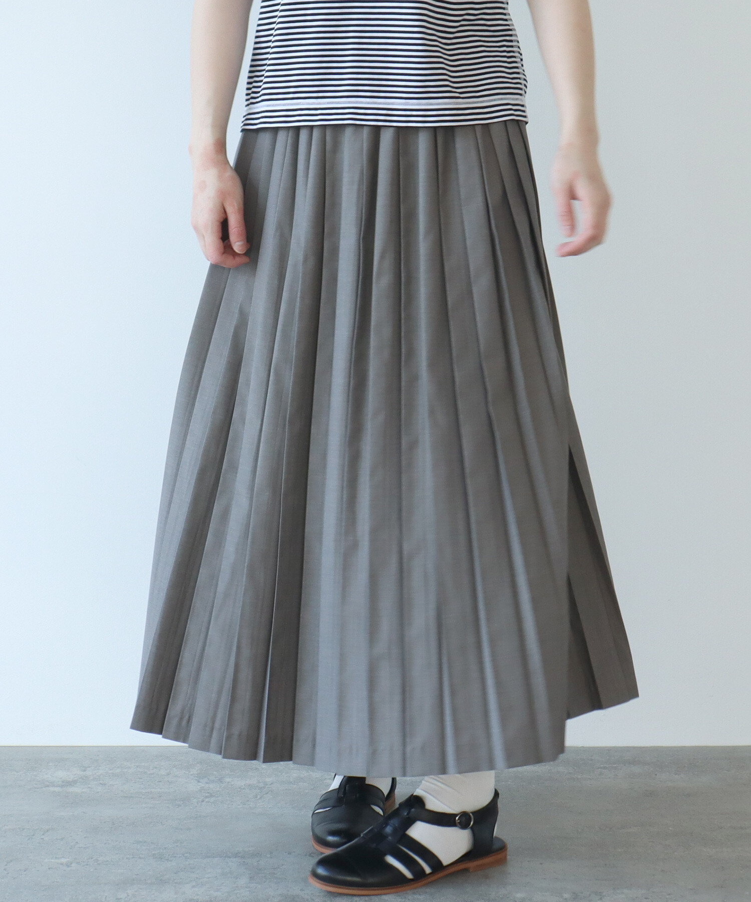 値頃 humoresqueプリーツスカートwrap skirt bordeaux36 ロング ...