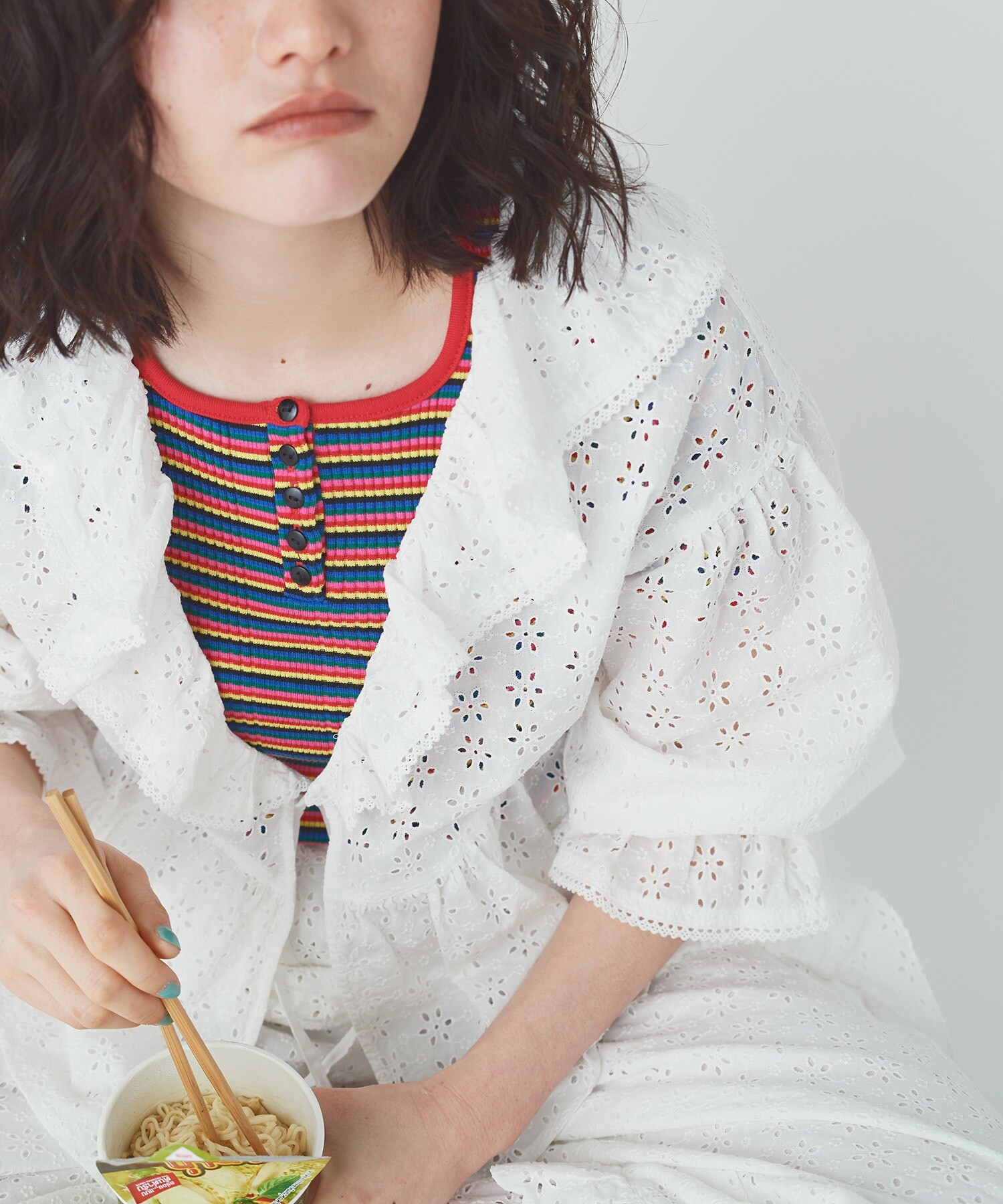 AMBIDEX Store △○60ローンカットワーク刺繍ブラウス(F シロ): Dot and Stripes CHILD WOMAN