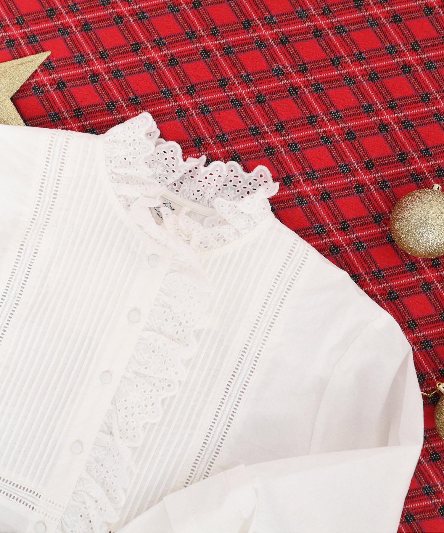 AMBIDEX Store △〇ブロード レースピンタック スタンドブラウス(F