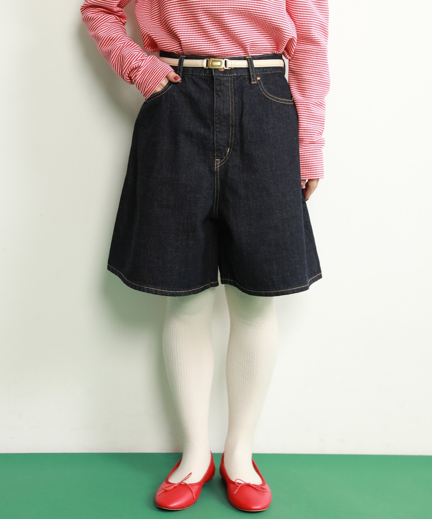 AMBIDEX Store △〇11.36OZムラ糸デニムショートパンツ(36 コン): Dot and Stripes CHILD WOMAN