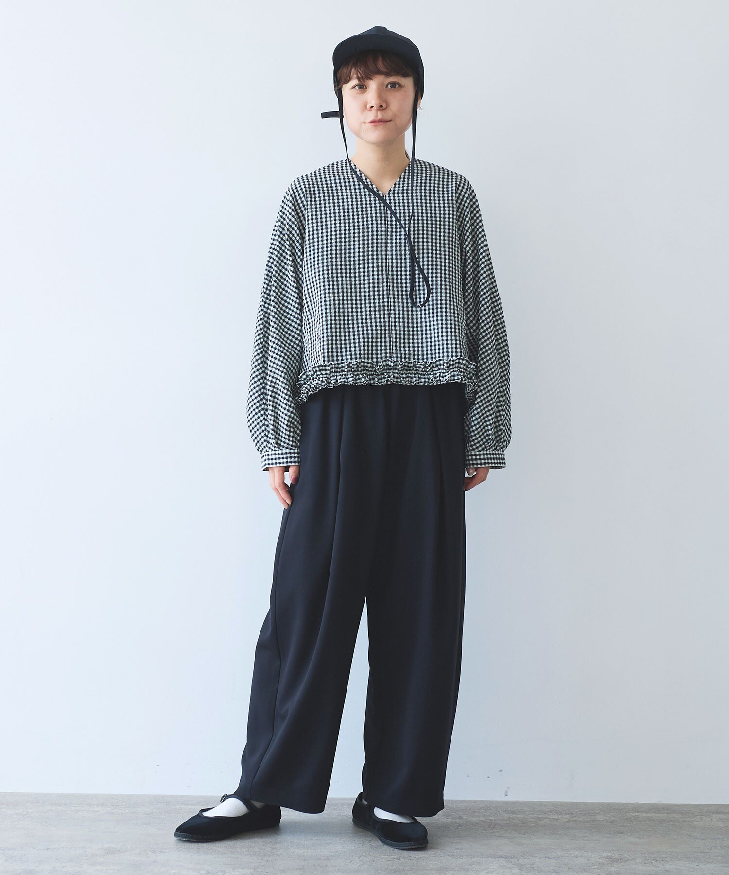 HUIS.◆長袖ブラウス/FREE/コットン/BLK/U105-MJ01-09BLK HUIS in house］SUVIN COTTON長袖タートルネックカットソー