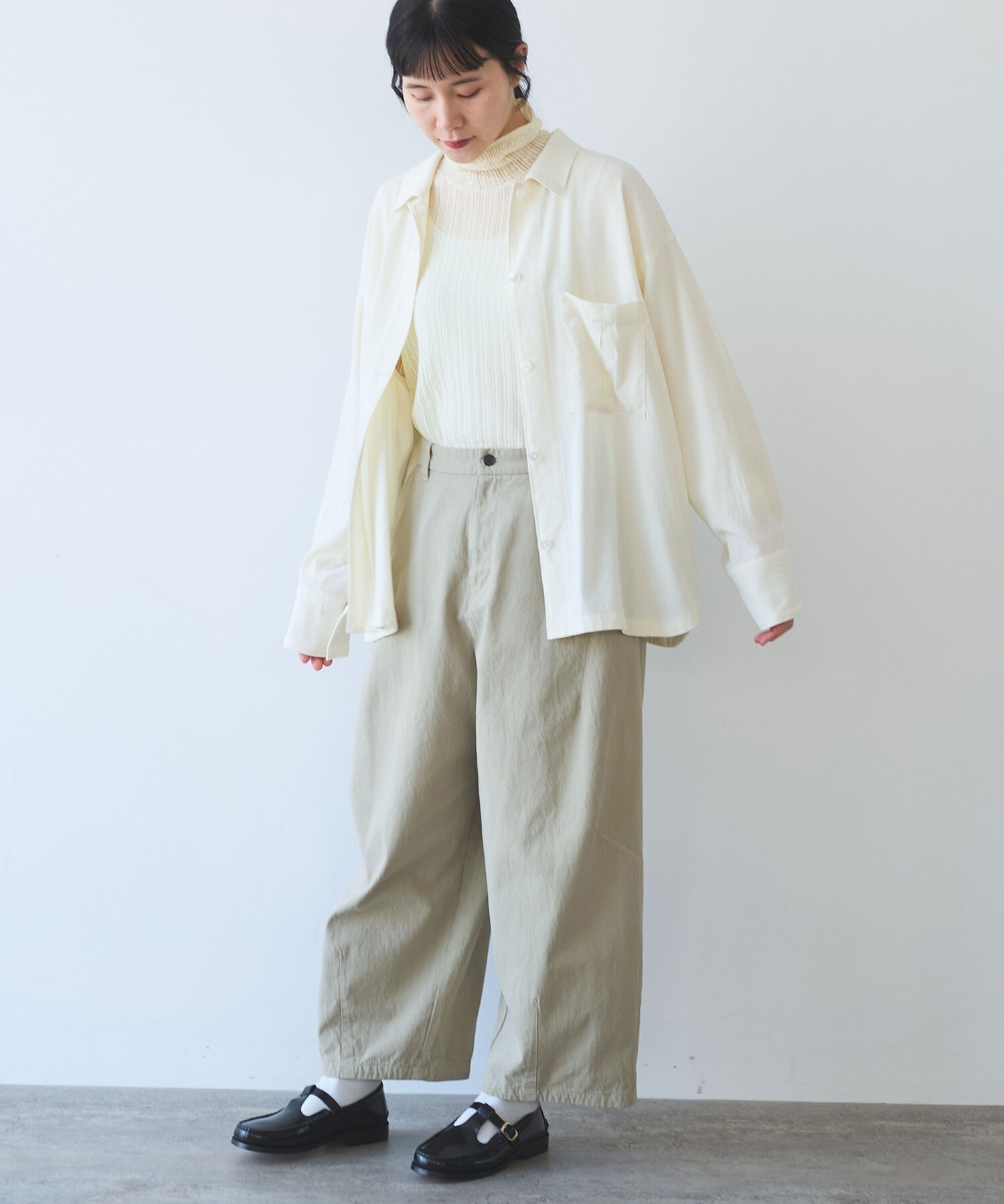 AMBIDEX Store ○レーヨンウール haori シャツ (F キナリ): yuni