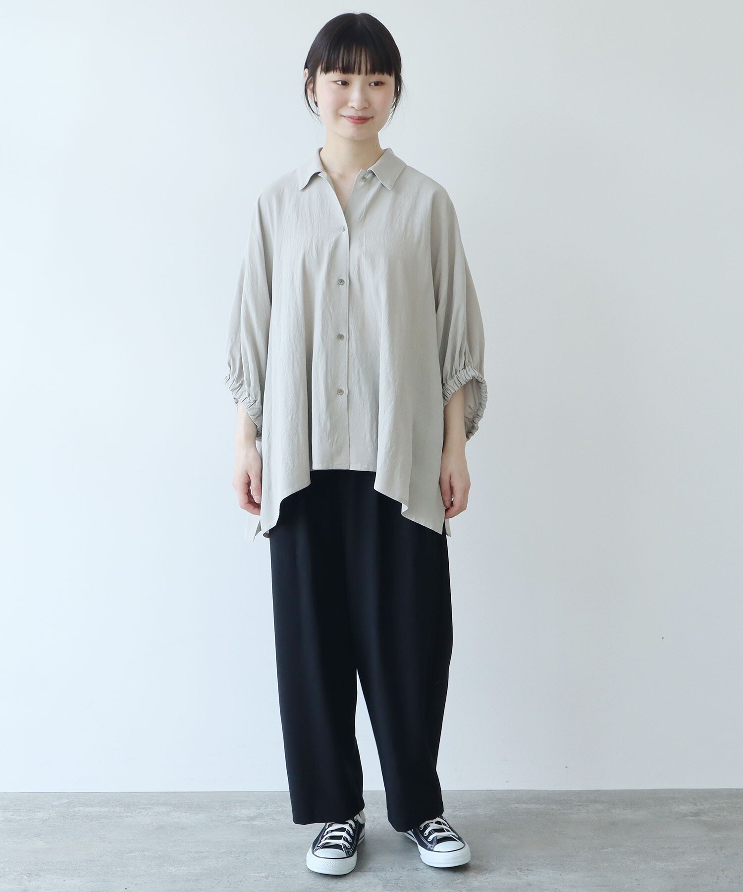 AMBIDEX Store ○ドローストリングスリーブシャツ(F クロ): yuni