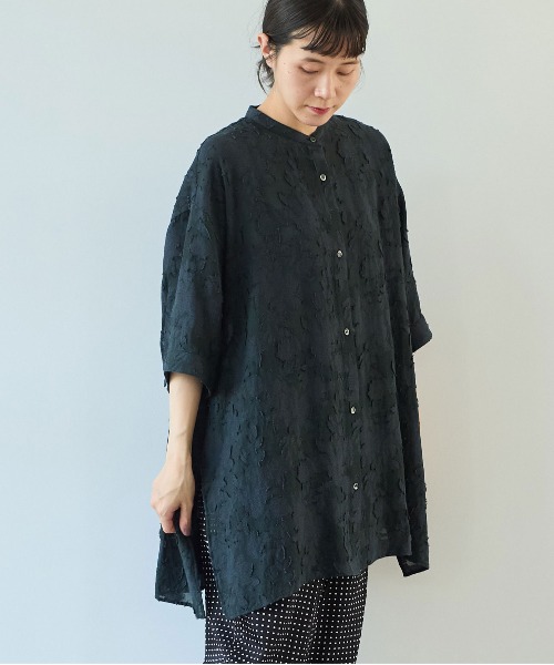 AMBIDEX Store シアーカットジャカード チュニックブラウス(F シロ): yuni