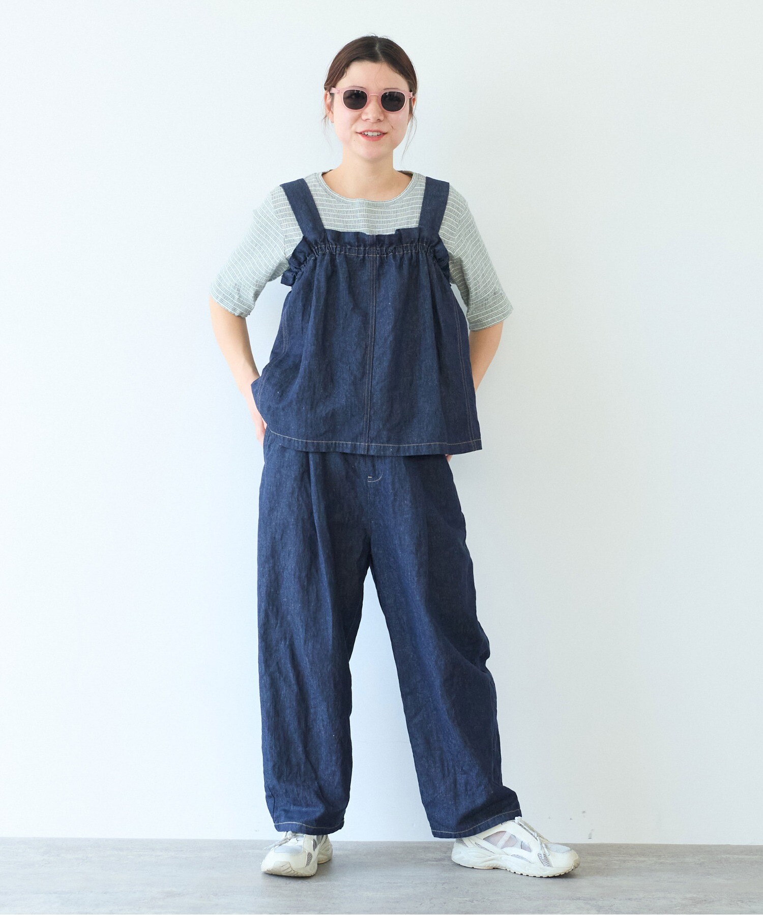 AMBIDEX Store ○コットンリネンデニム ビスチェ(F シロ): yuni