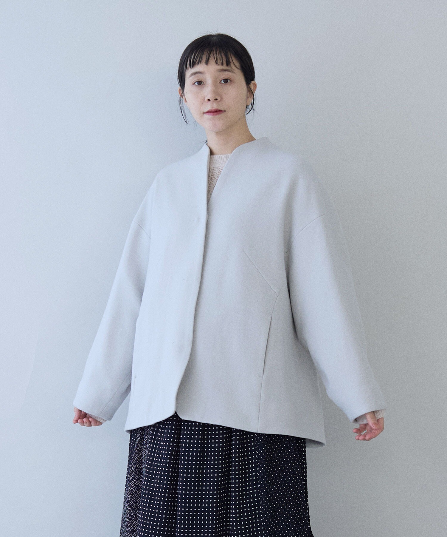 AMBIDEX Store ○ウールsuper100 middle length cocoonコート(F グレー