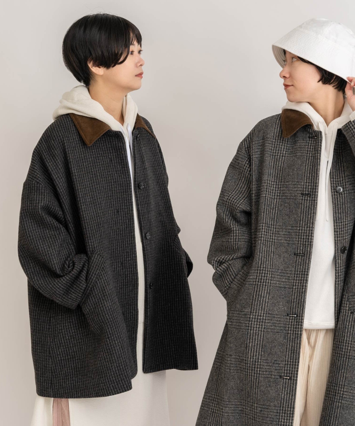 AMBIDEX Store Wool/Check bal collar short コート(F その他): yuni