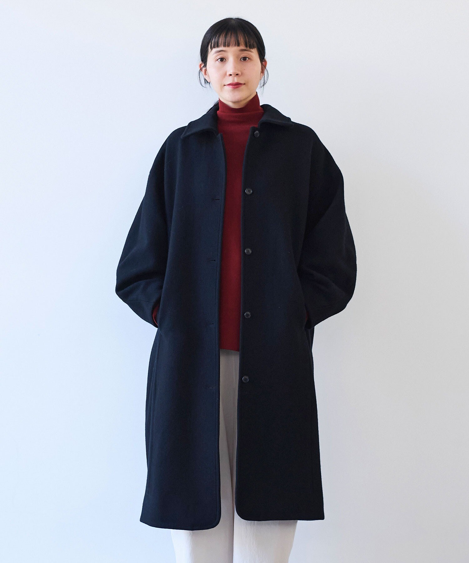 AMBIDEX Store ウールsuper100 bal collar cocoonコート (F キナリ): yuni