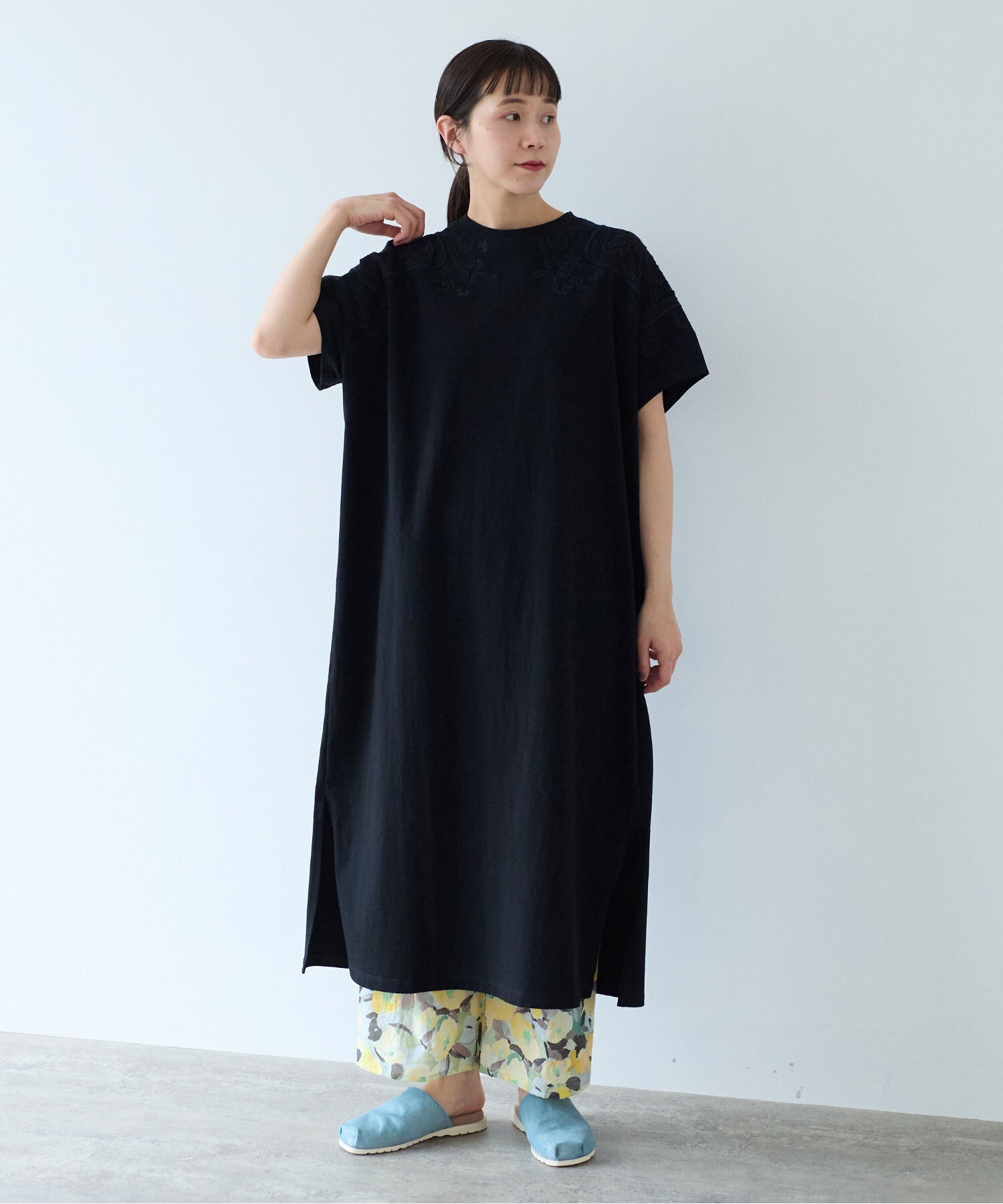 AMBIDEX Store △○コットンレース刺繍ワンピース(F クロ): yuni