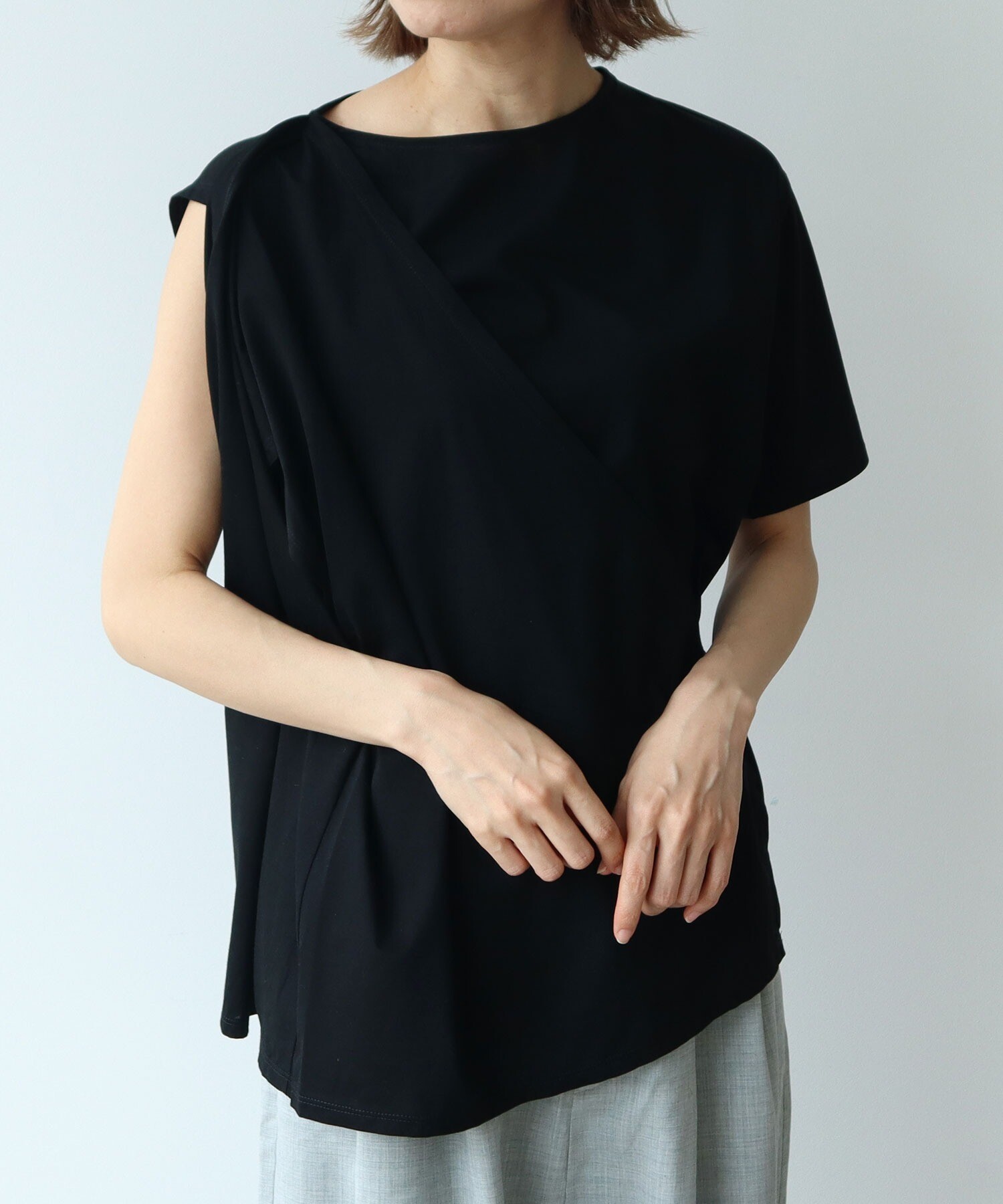 tシャツ スピンギザコットン　カシュクールプルオーバー レディース AMBIDEX Store スピンギザコットン カシュクールプルオーバー(F
