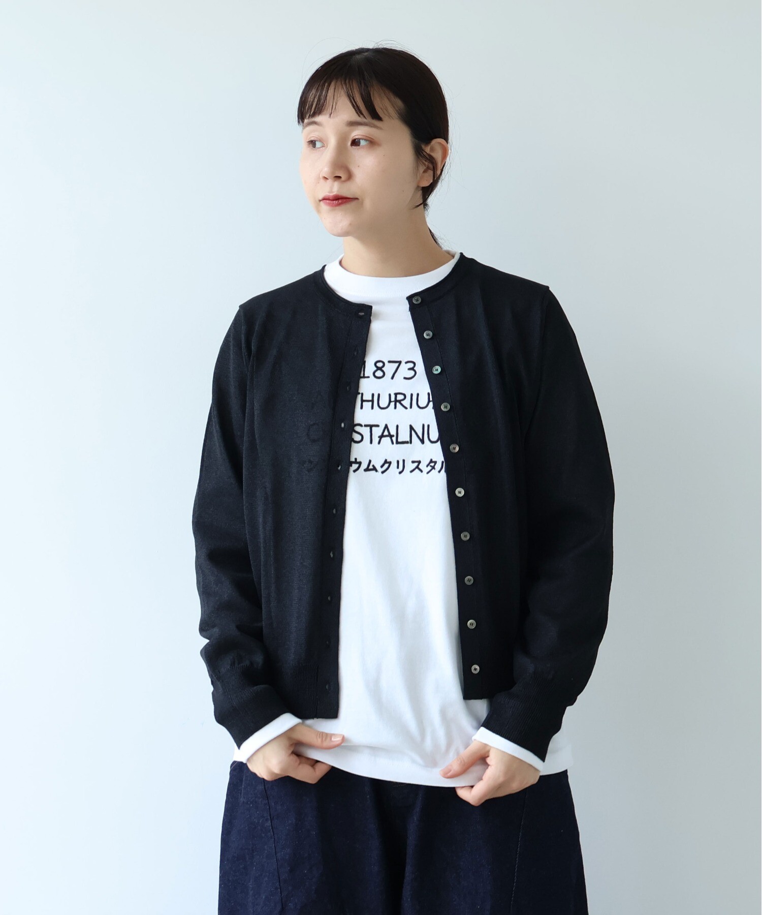 AMBIDEX Store 12G和紙/Polyester カーディガン(F シロ): yuni