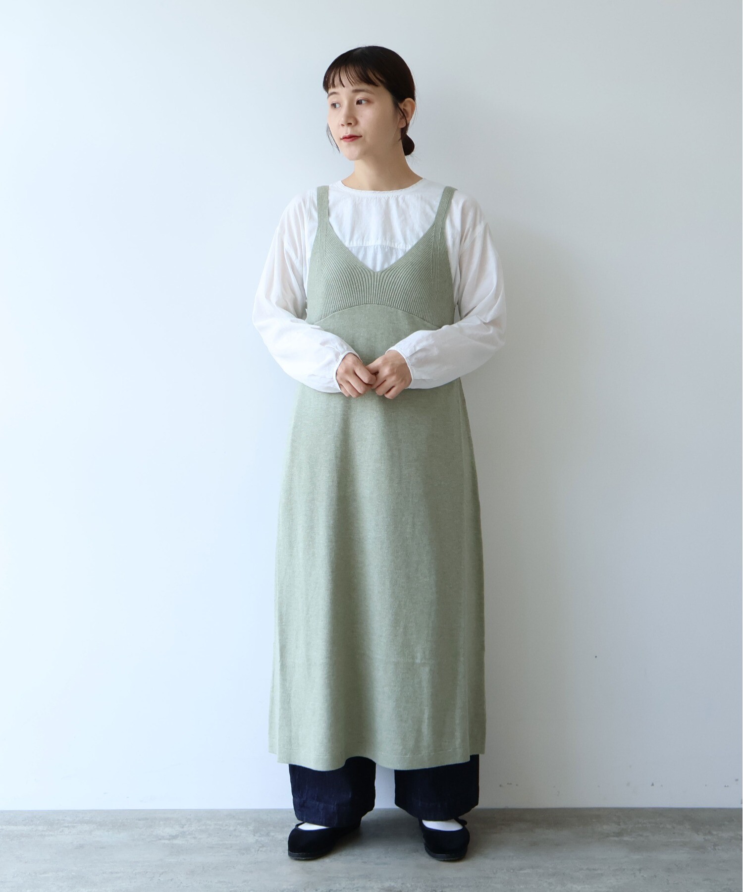 AMBIDEX Store コットンウール knit ビスチェワンピース (F コン