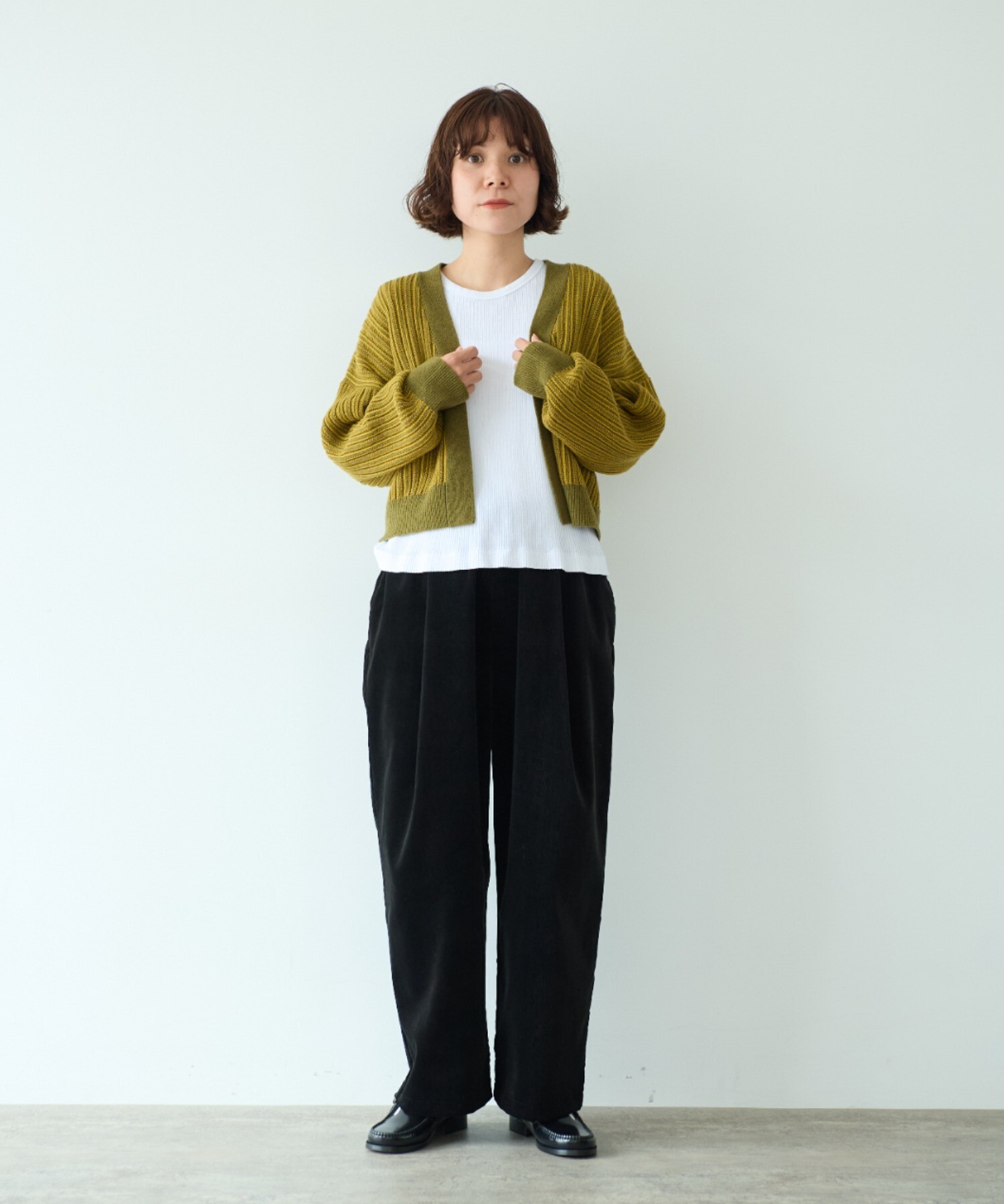 AMBIDEX Store ○ウールコットン 針抜きshortカーディガン (F シロ): yuni