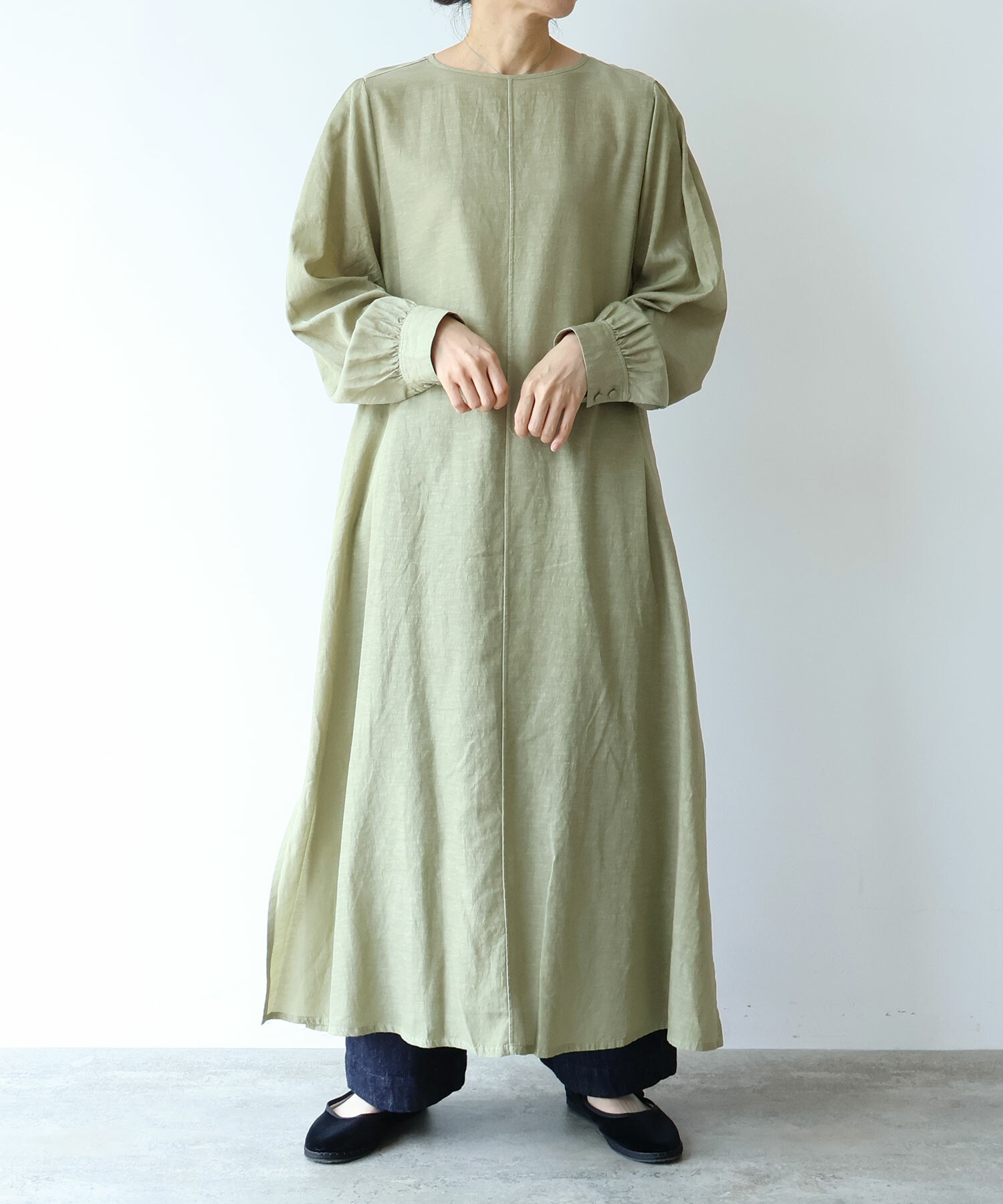 AMBIDEX Store ○Cu/recycled cotton botanical dye タックワンピース