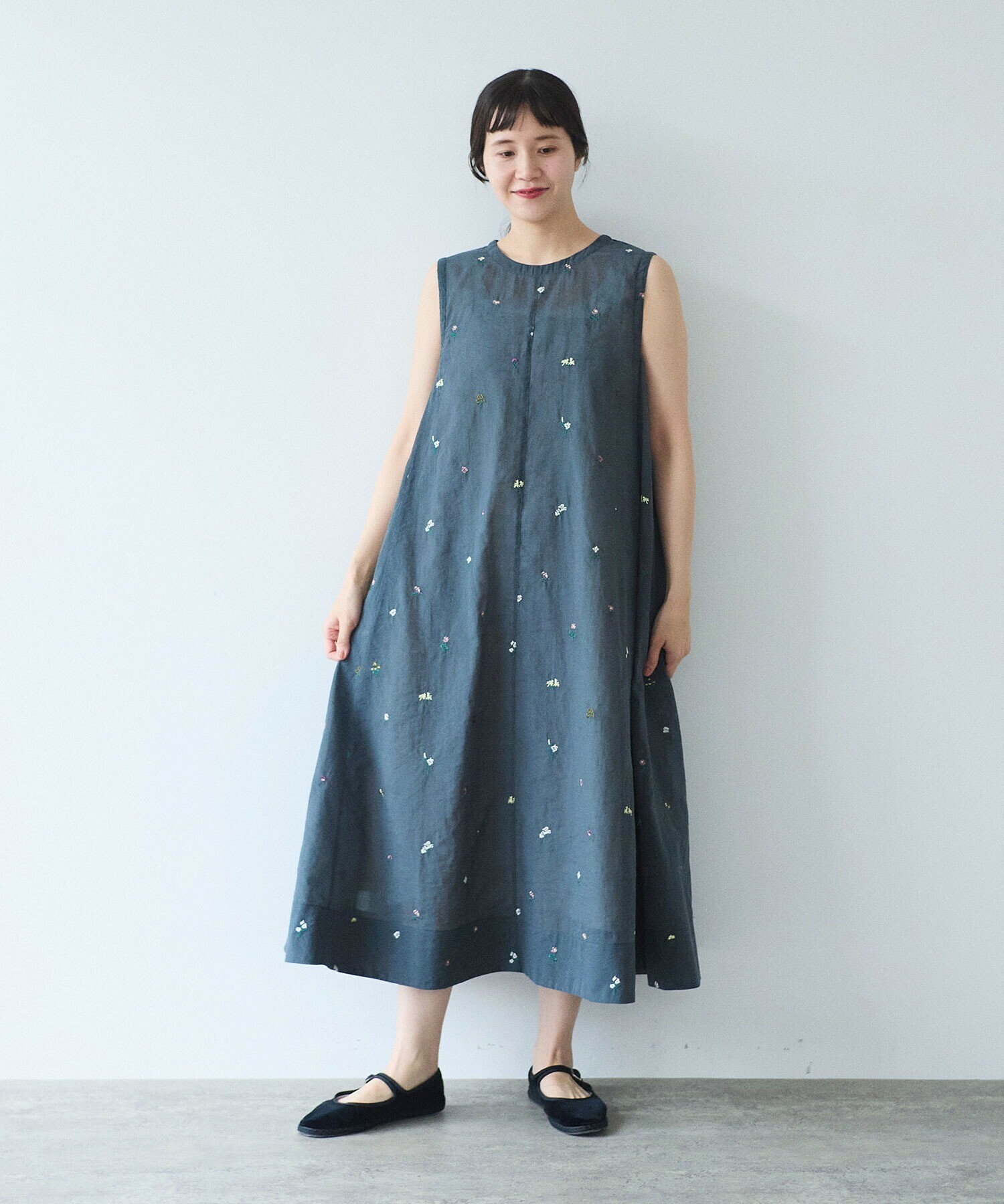 AMBIDEX Store コットン/ナイロン sheer floral刺繍 ワンピース(F