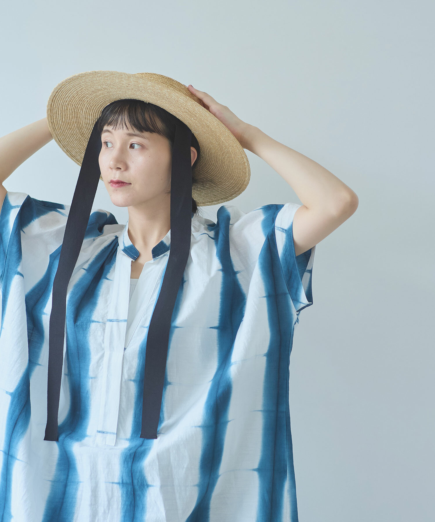 AMBIDEX Store △コットン/キュプラ/リネン 板染め kaftan ワンピース