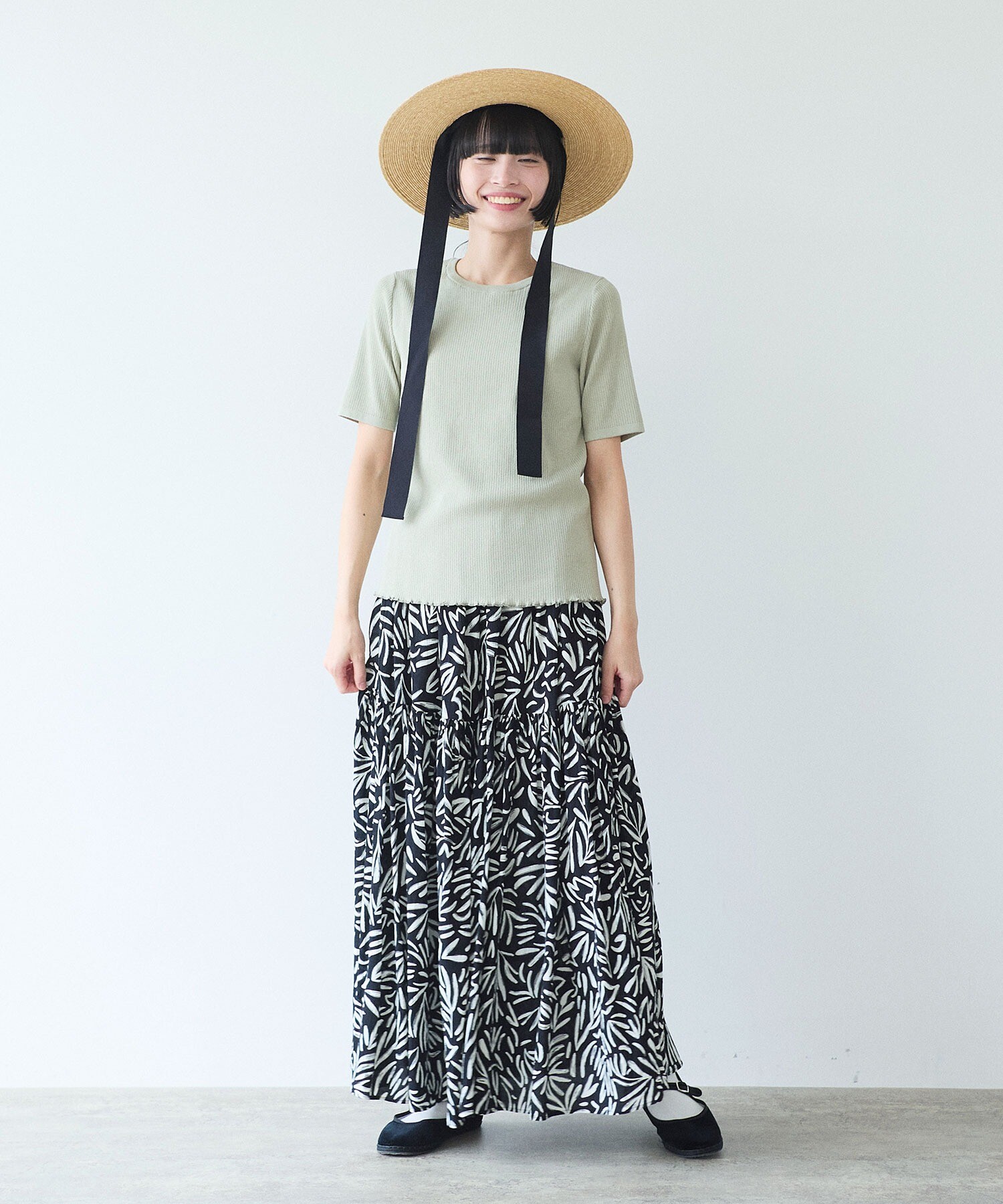Diagram ディグラム刺繍スカート　どらです！ AMBIDEX Store Rayon/Cupra/cotton print tiered スカート(F dot): yuni